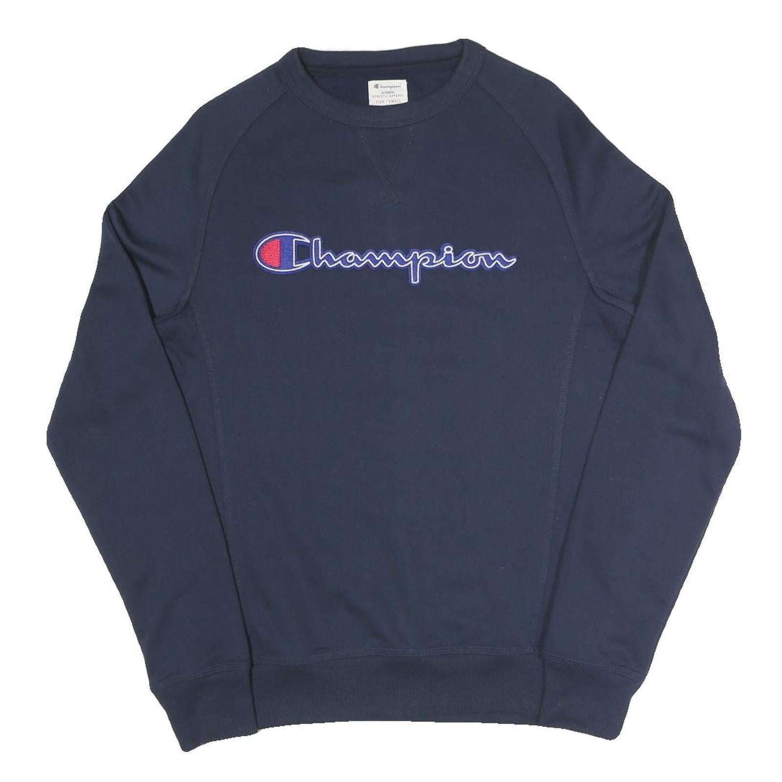 CHAMPION Mens Navy Blue Cotton Blend Sweatshirt S Crew Neck Pullover Casual Refurbished - N/A refurbished available on Cerqular