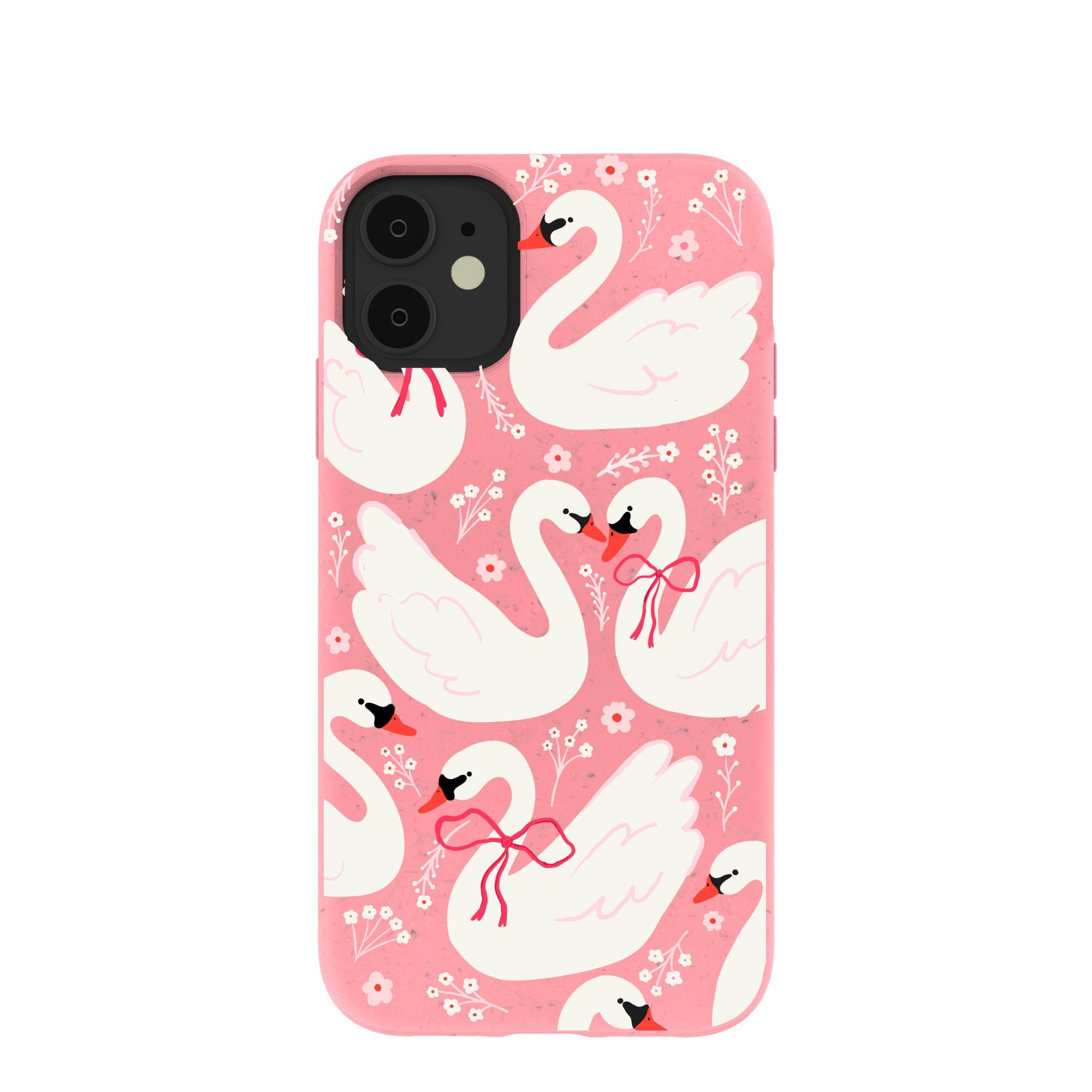 Bubblegum Pink Swan Garden iPhone 11 Case Refurbished - Pela Case refurbished available on Cerqular