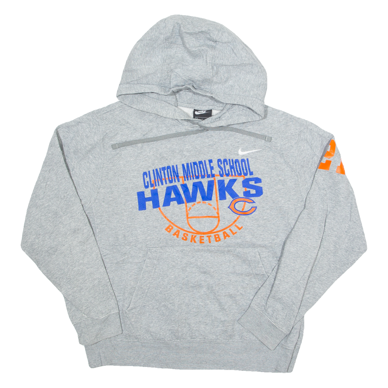 NIKE Clinton Middle School Hawks Basketball Womens Grey Hoodie USA M Refurbished - N/A refurbished available on Cerqular