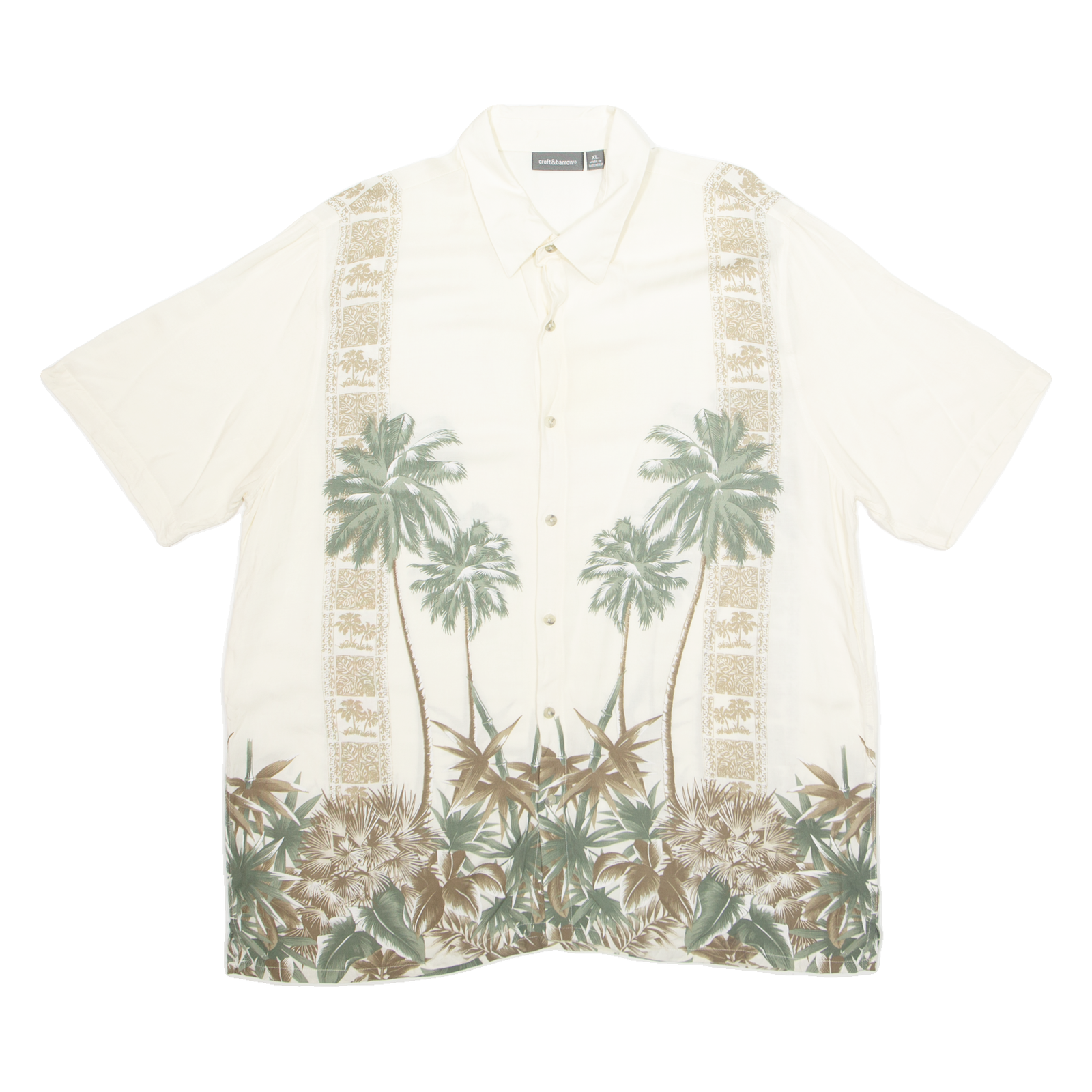 CROFT & BARROW Mens Hawaiian Shirt White Crazy Pattern XL Refurbished - N/A refurbished available on Cerqular