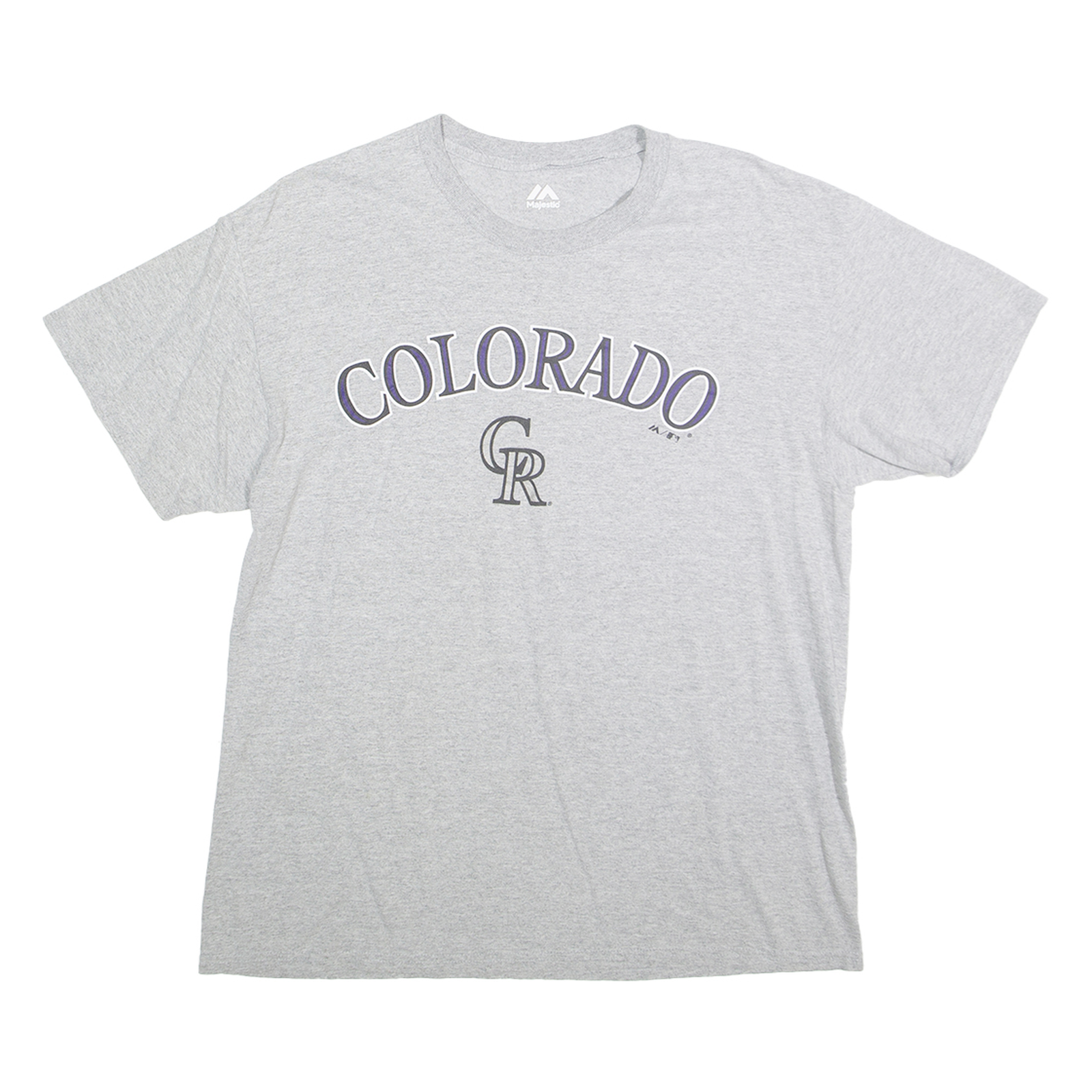 MAJESTIC Mens Grey Colorado Graphic T-Shirt L Short Sleeve Crew Neck Cotton Refurbished - N/A refurbished available on Cerqular