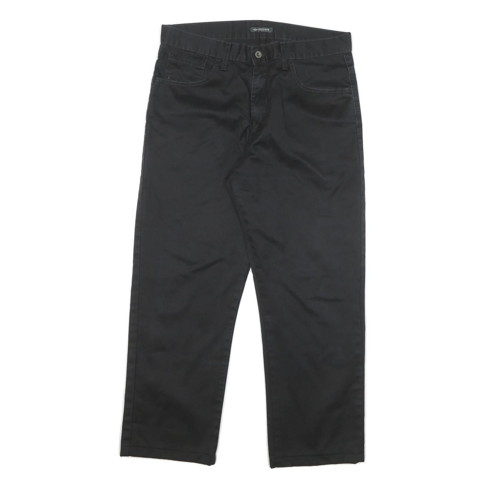 DOCKERS Mens Cotton Blend Black Regular Fit Straight Leg Trousers W33 L26 Casual Refurbished - N/A refurbished available on Cerqular