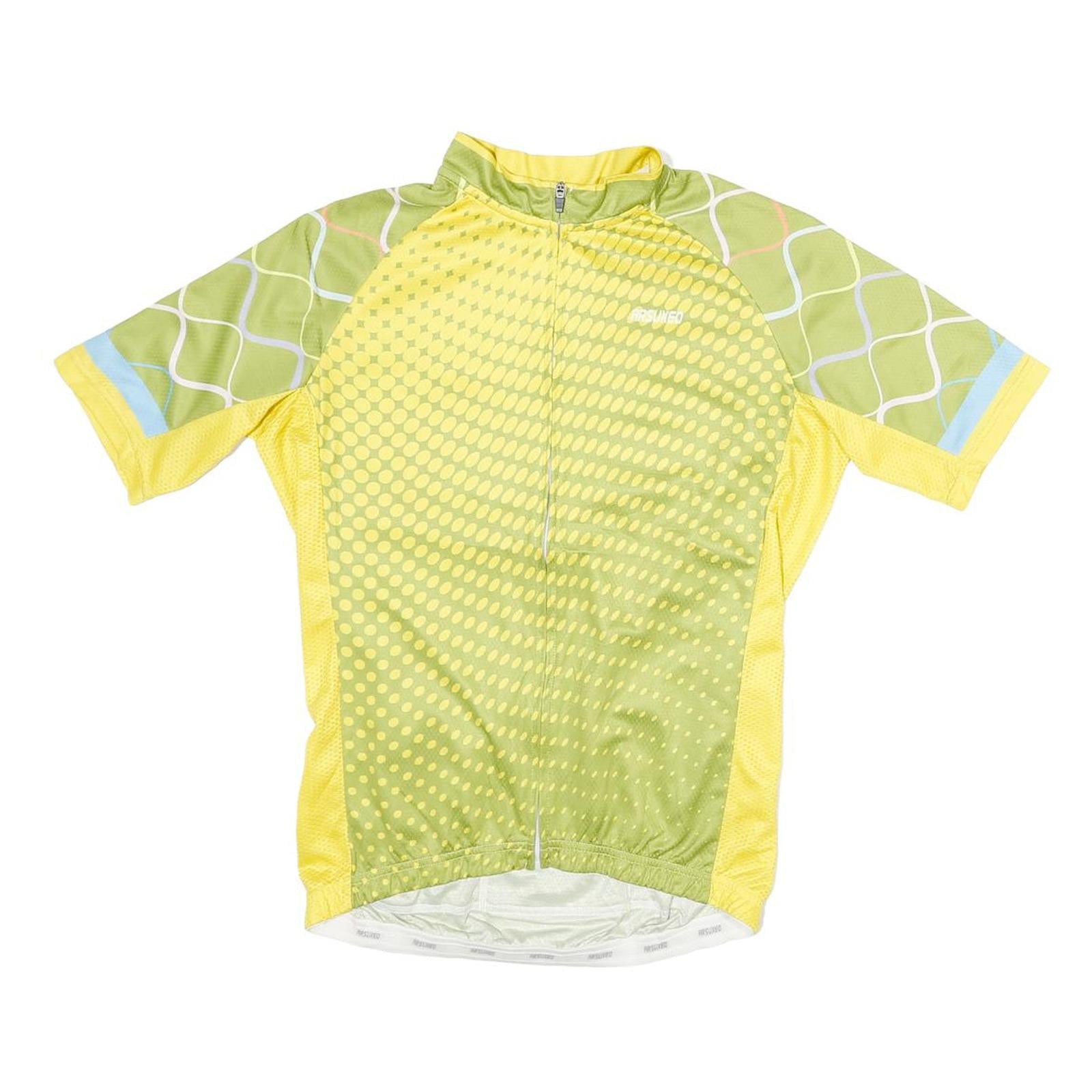 ARSUXEO Mens Yellow & Green Cycling T-Shirt L Short Sleeve 1/4 Zip Print Refurbished - N/A refurbished available on Cerqular