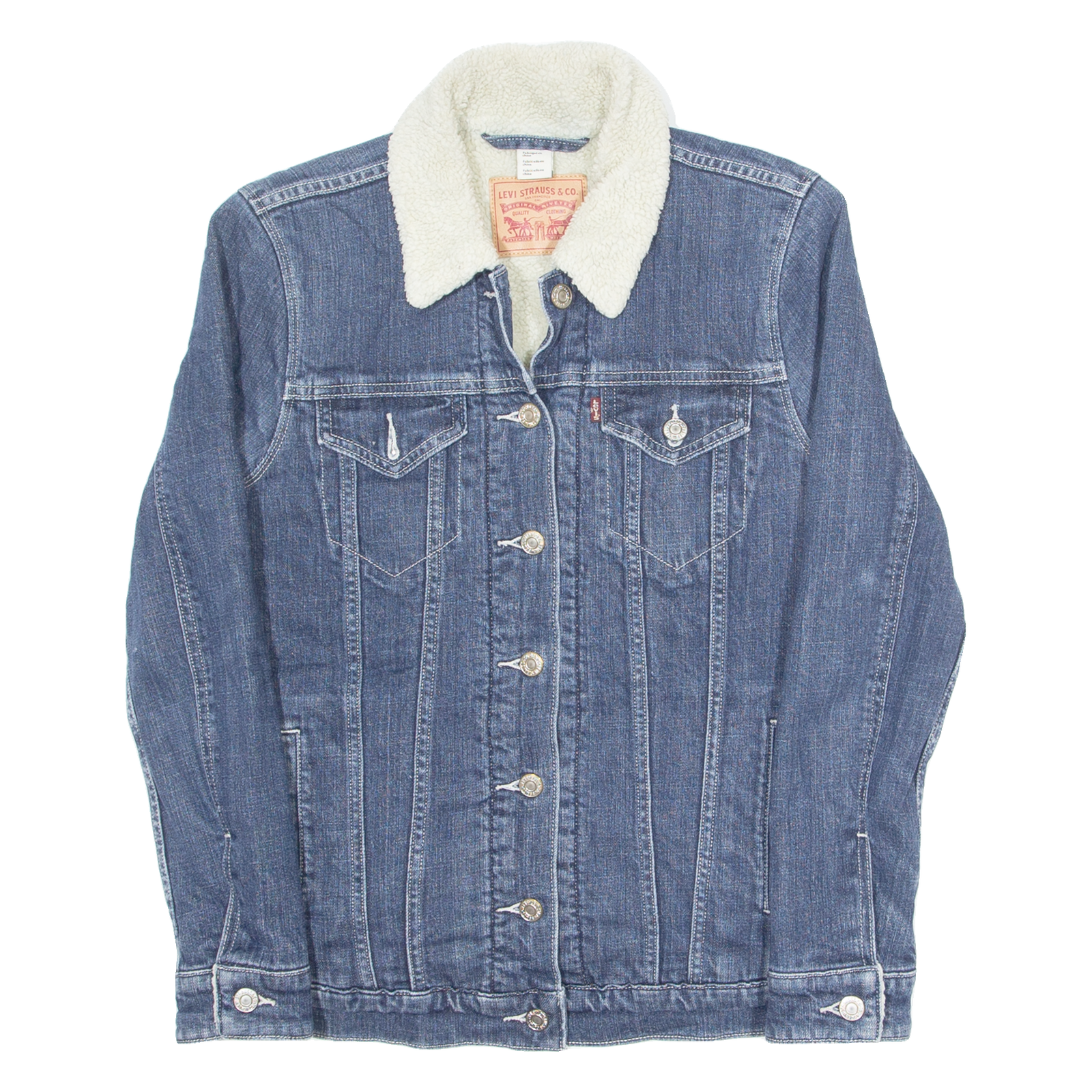 LEVI'S Womens Sherpa Lined Denim Jacket Blue S Refurbished - N/A refurbished available on Cerqular