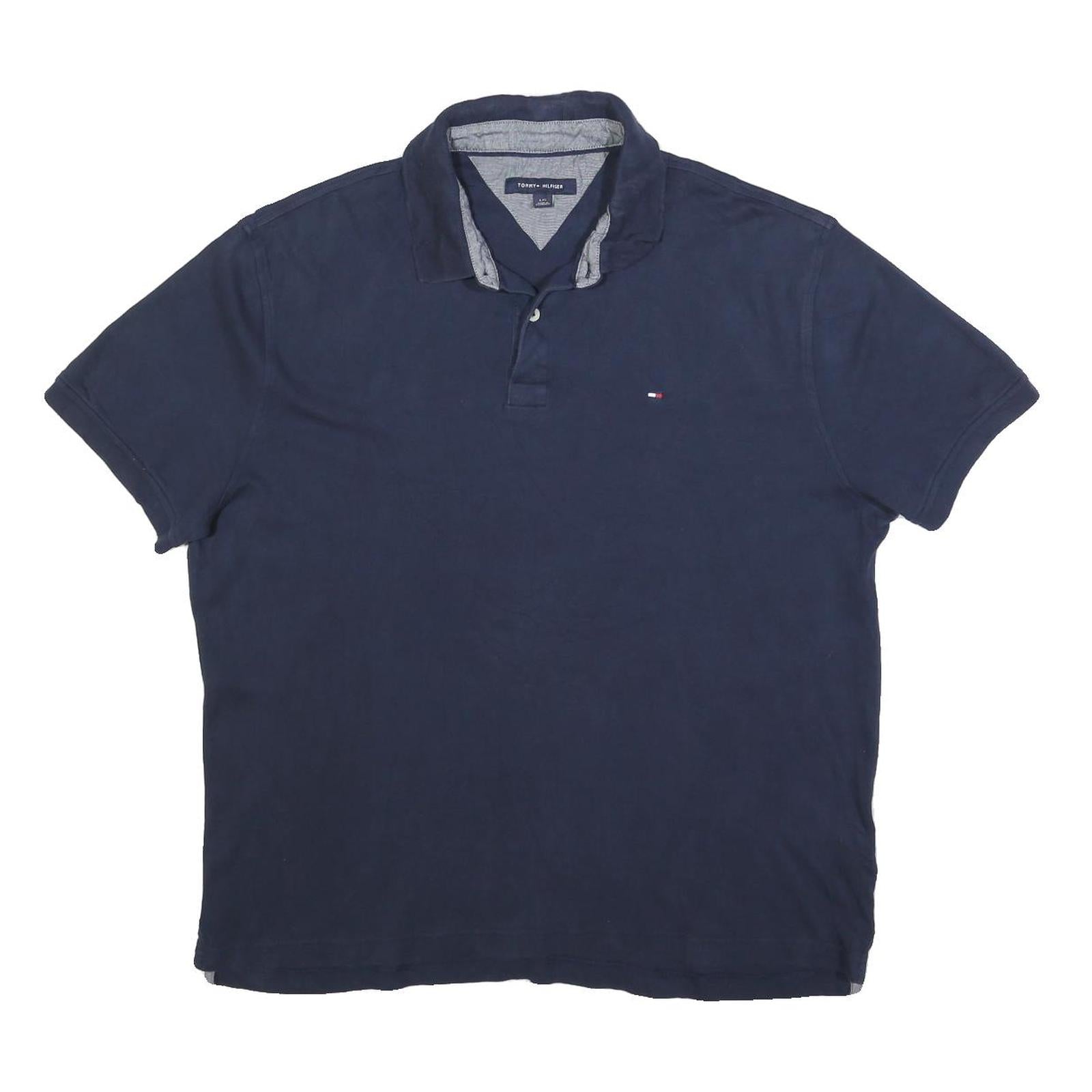 TOMMY HILFIGER Mens Navy Blue Polo Shirt L Cotton Blend Short Sleeve Classic Refurbished - N/A refurbished available on Cerqular