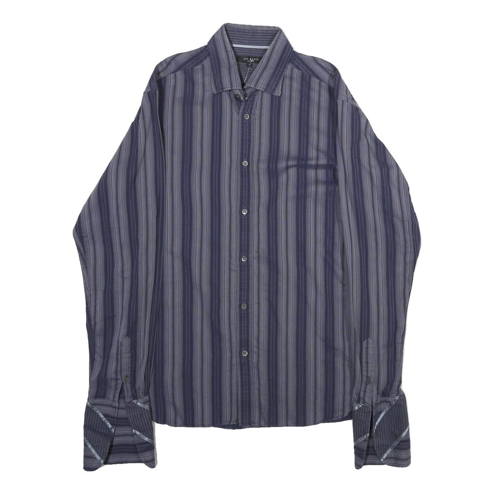 TED BAKER Mens Blue Striped Shirt M Cotton Casual Long Sleeve Button Shirt Refurbished - N/A refurbished available on Cerqular