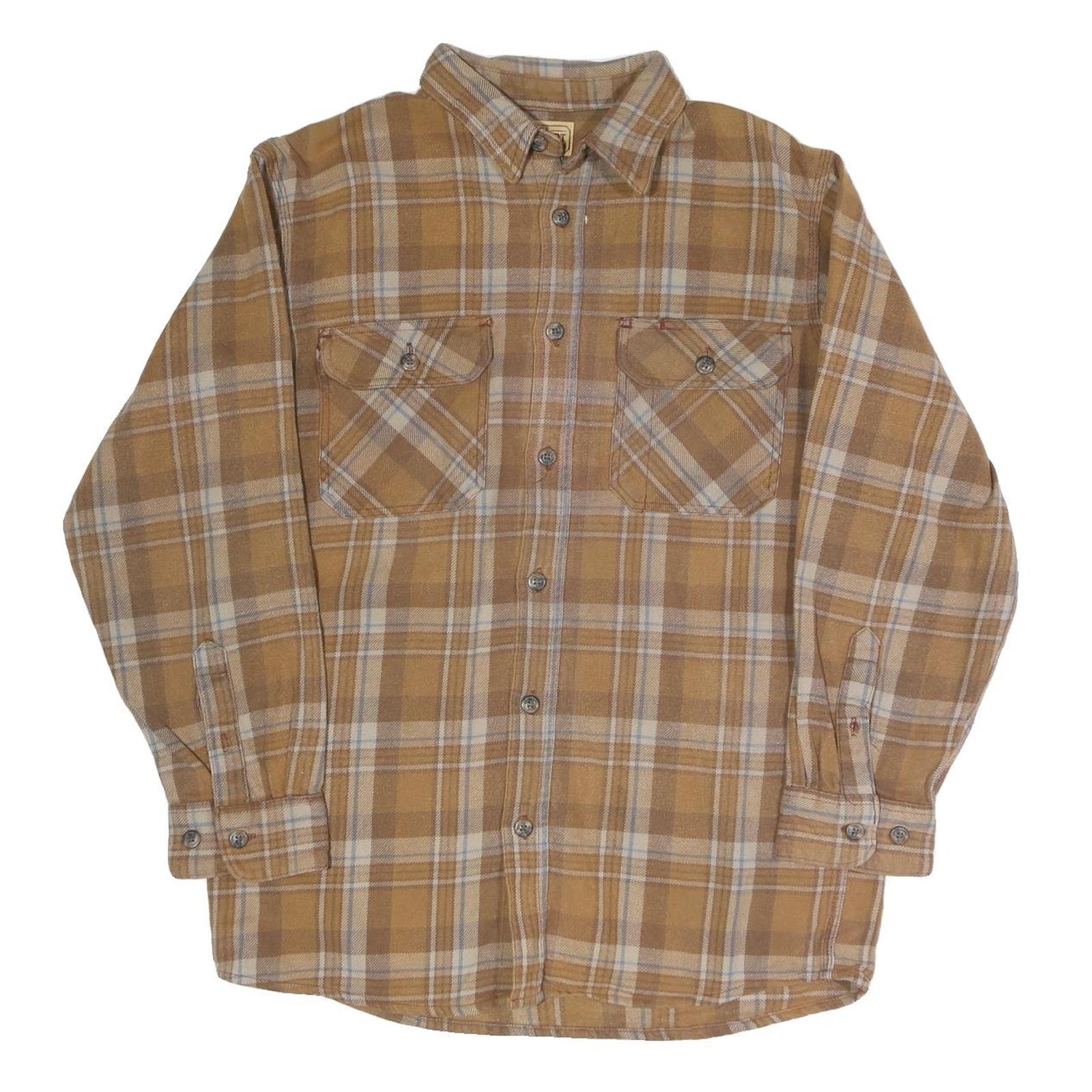 SCHMIDT Mens Beige & Cream Check Shirt M Cotton Blend Casual Button Detail Refurbished - N/A refurbished available on Cerqular