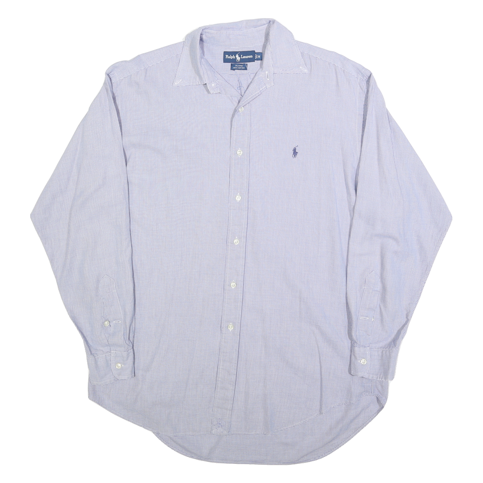 RALPH LAUREN Mens Blue Check Shirt M Cotton Blend Long Sleeve Classic Fit Refurbished - N/A refurbished available on Cerqular