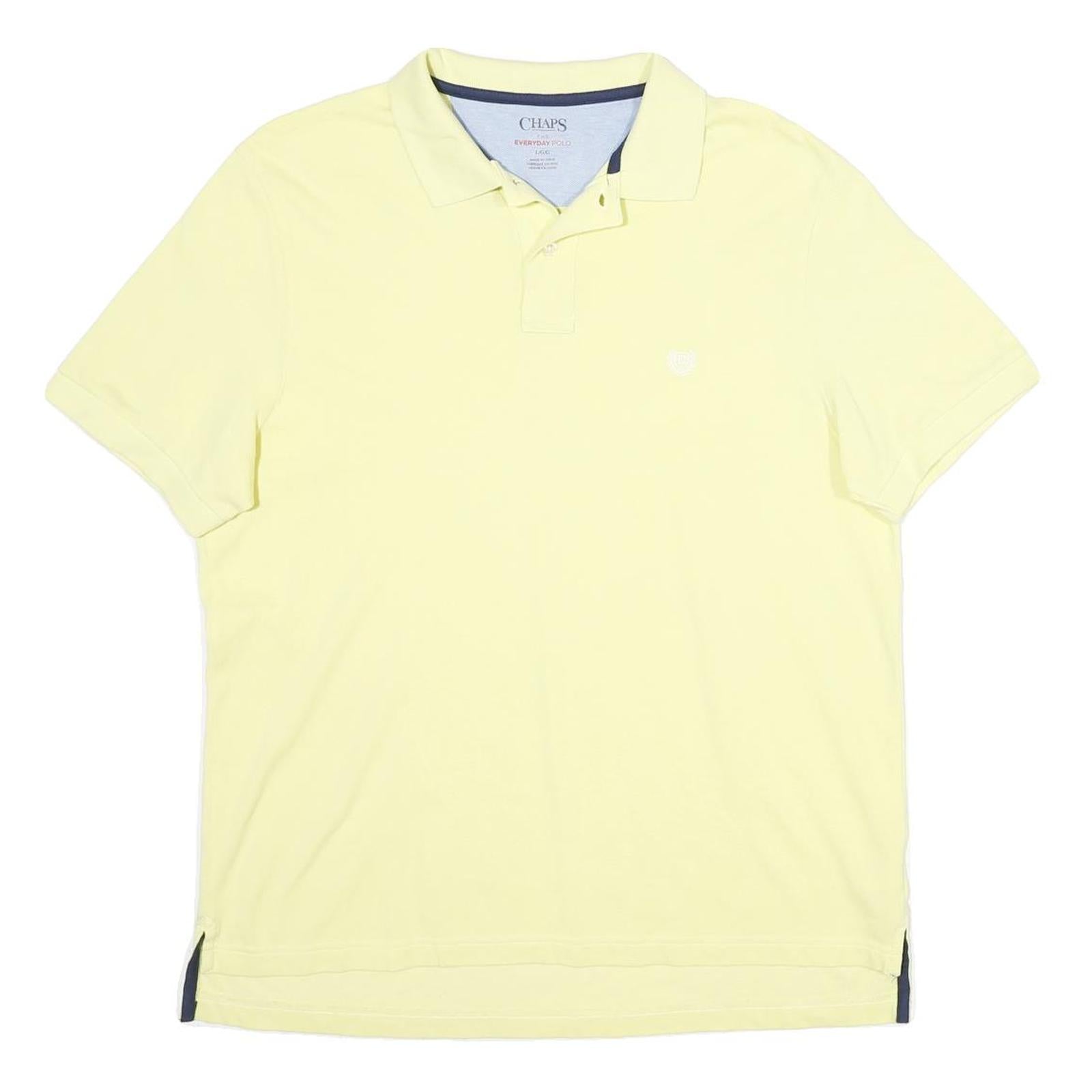 CHAPS Mens Yellow Short Sleeve Plain Polo Shirt L Cotton Casual Summer Refurbished - N/A refurbished available on Cerqular
