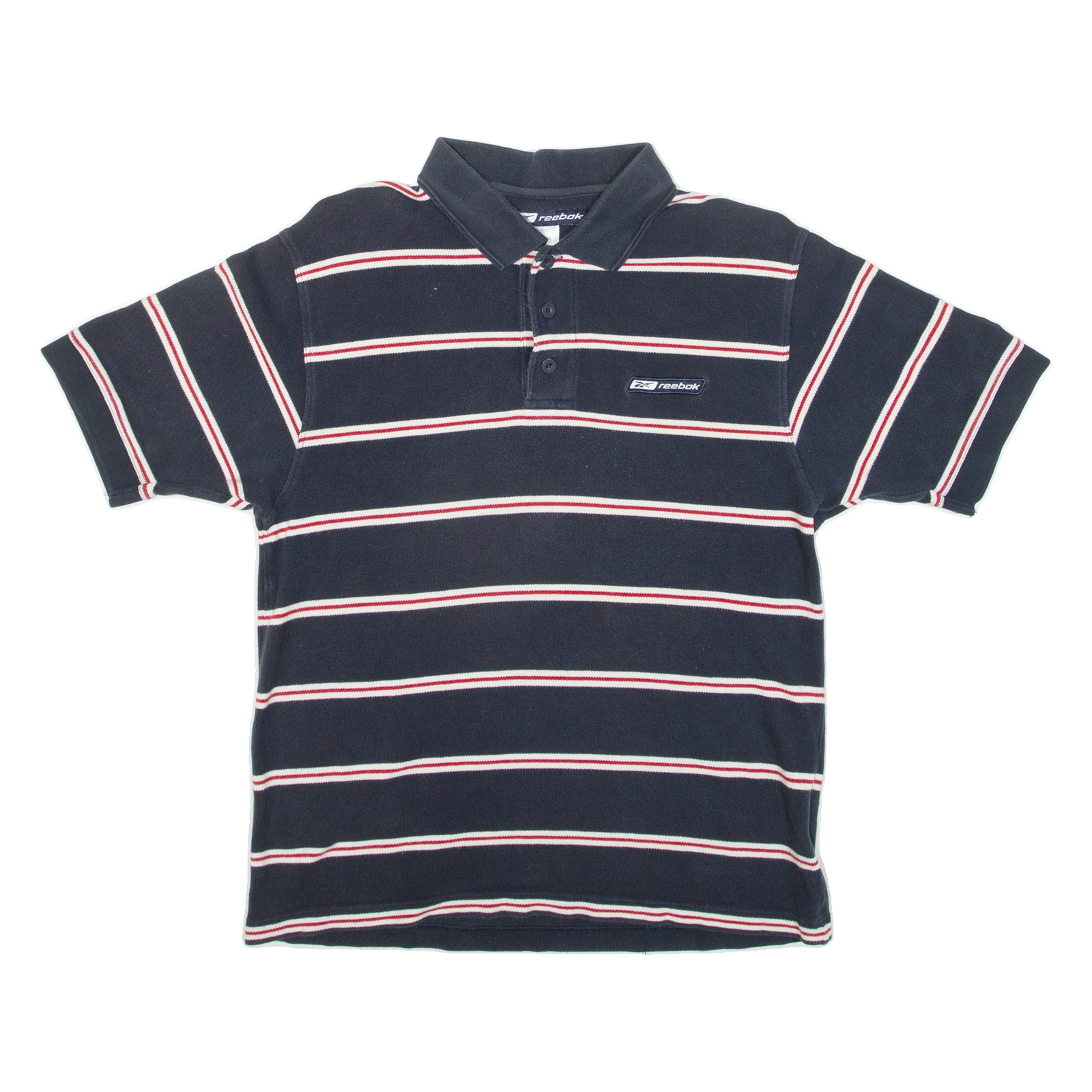 REEBOK Womens Polo Shirt Blue Striped M Refurbished - N/A refurbished available on Cerqular