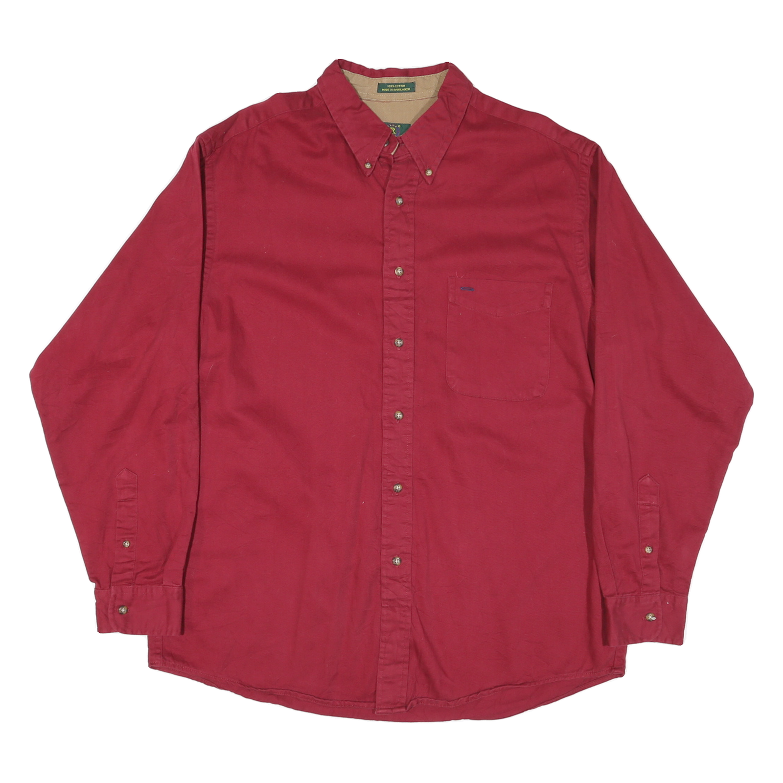 CLUB ROOM Mens Red Long Sleeve Shirt L Button-Down Collar Casual Cotton Blend Refurbished - N/A refurbished available on Cerqular