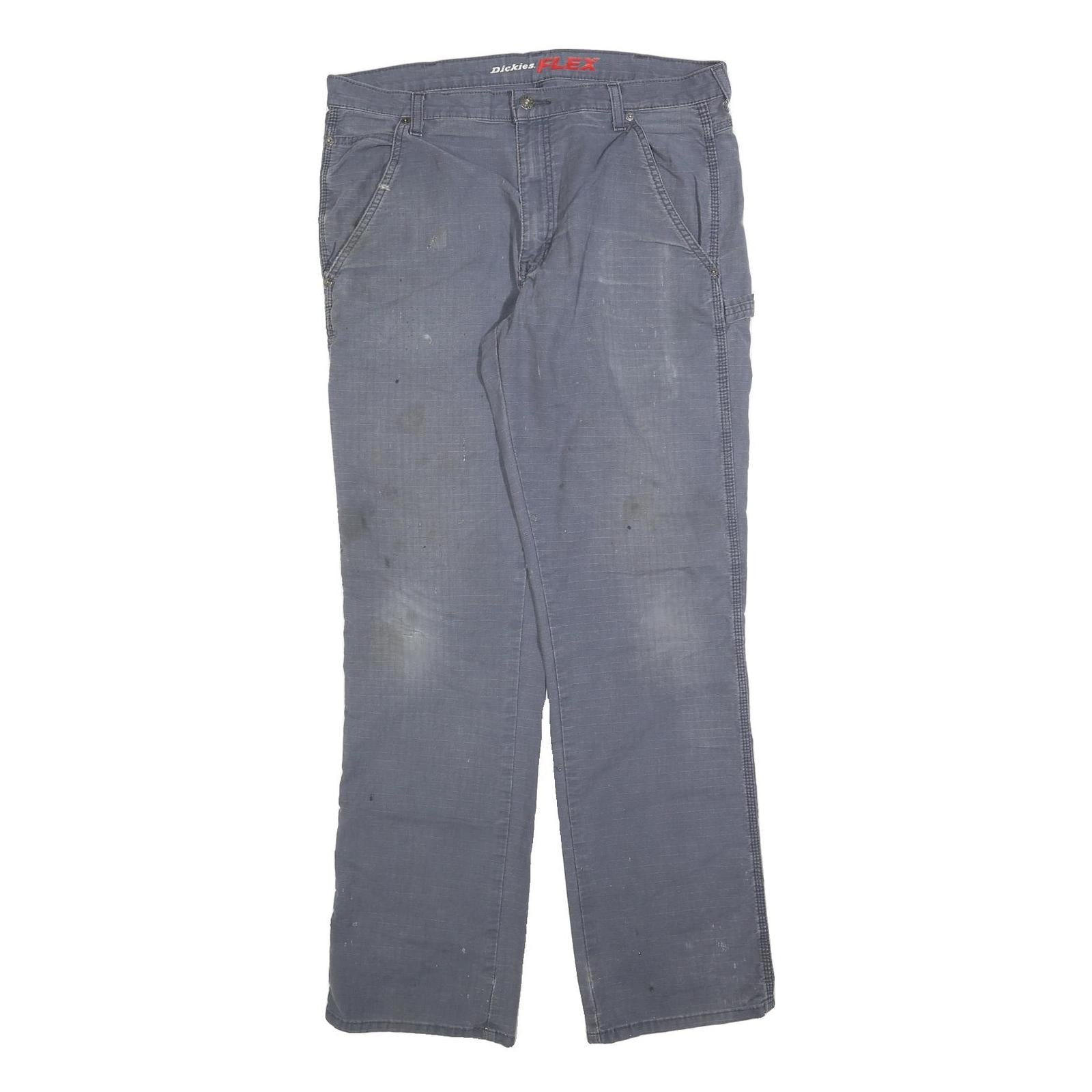 DICKIES Mens Cotton Blend Blue Regular Fit Straight Leg Trousers W36 L34 Refurbished - N/A refurbished available on Cerqular