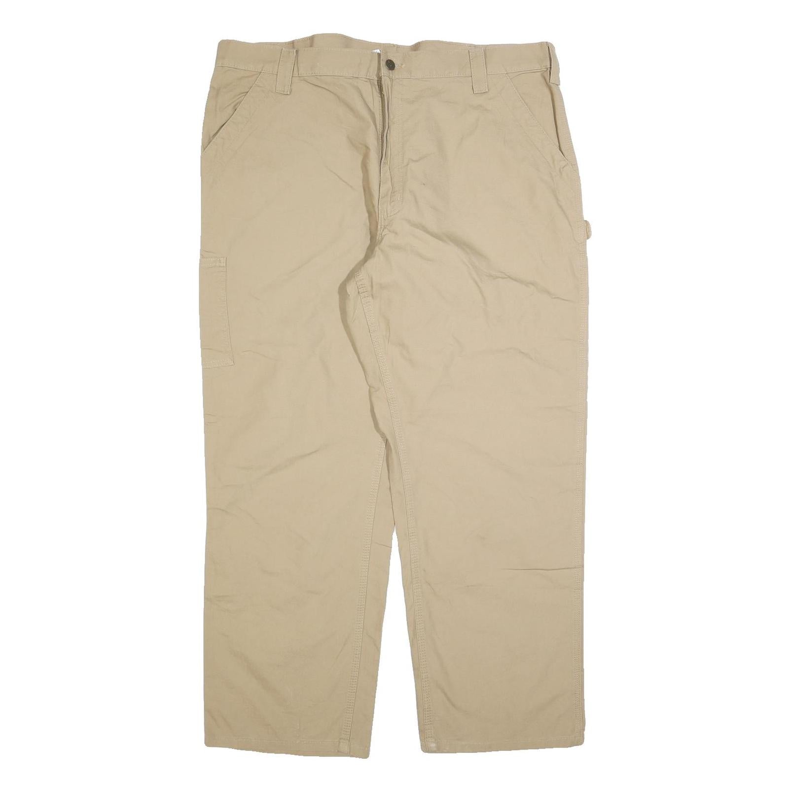 CARHARTT Mens Cotton Blend Beige Relaxed Straight Trousers W42 L30 Workwear Refurbished - N/A refurbished available on Cerqular