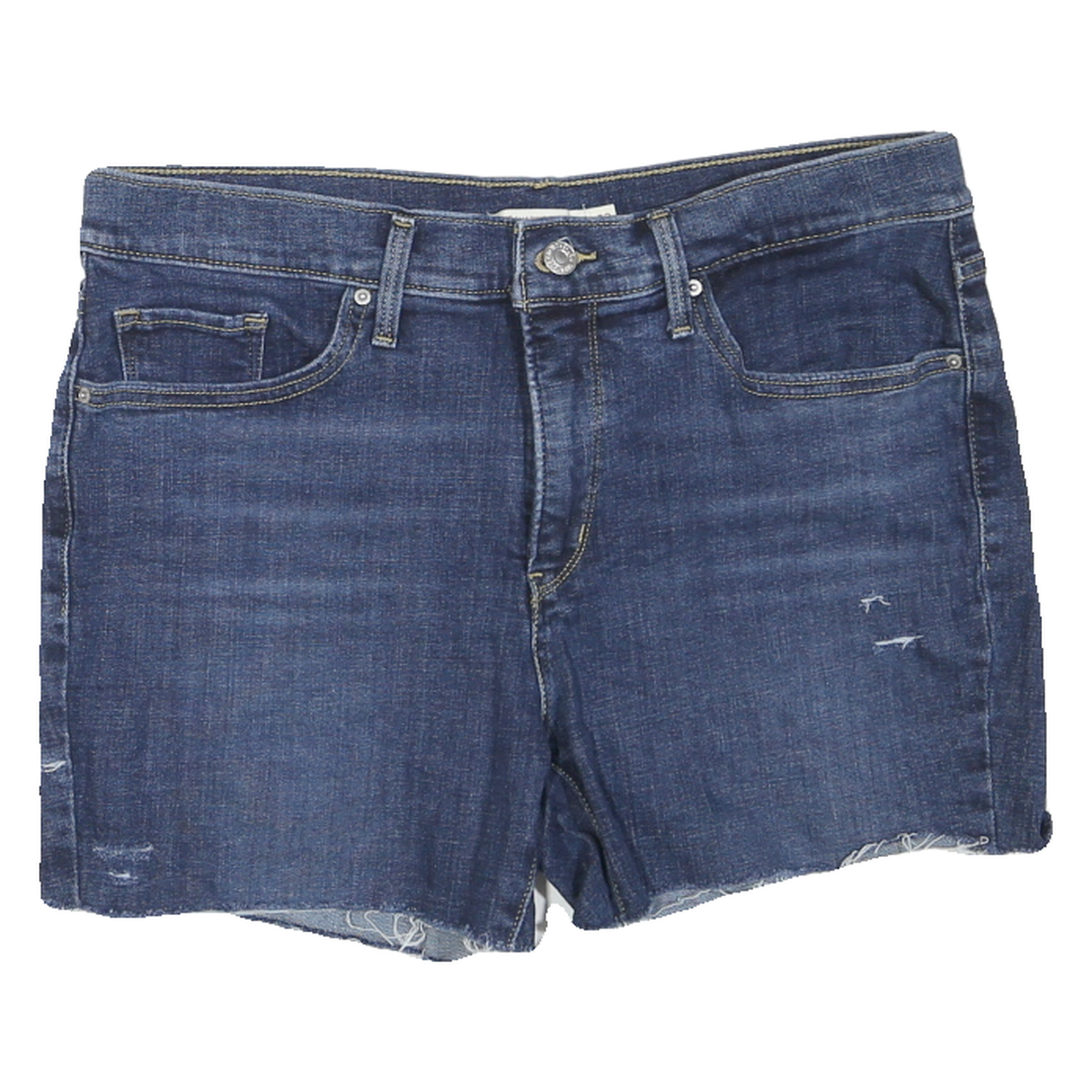 LEVI'S Womens Denim Blue Casual Shorts M W32 Distressed Raw Hem Refurbished - N/A refurbished available on Cerqular