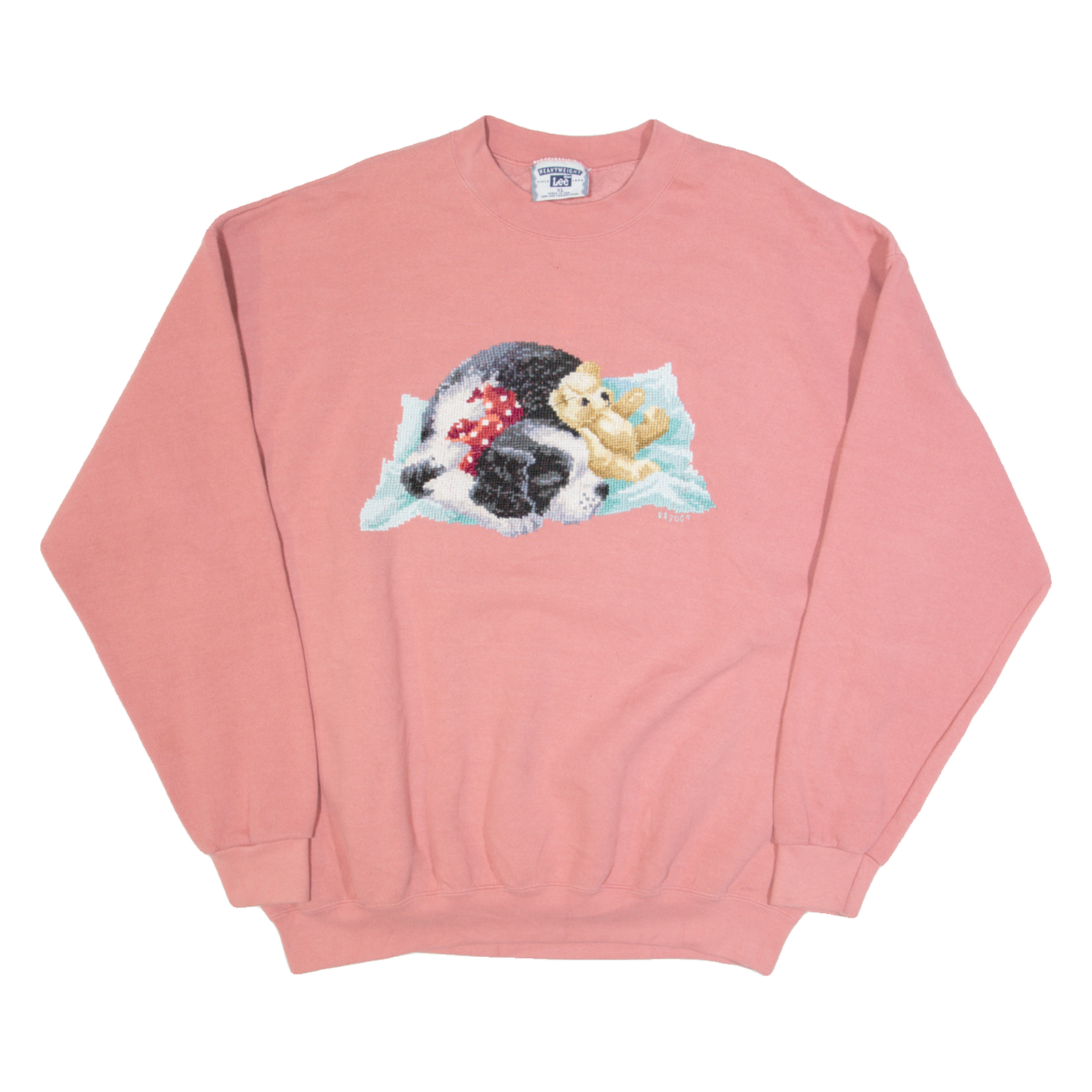 LEE Cross Stitch Dog Womens Sweatshirt Pink 90s XL Refurbished - N/A refurbished available on Cerqular