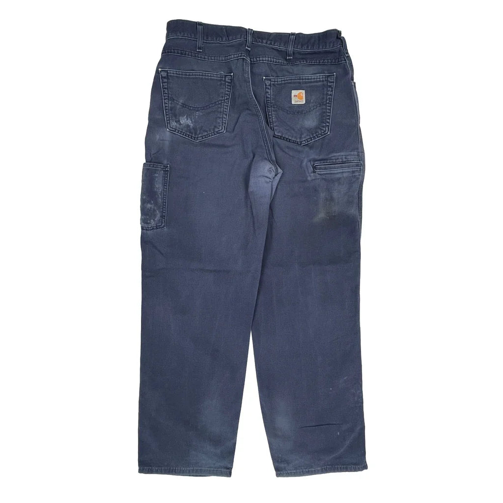 Carhartt Double Knee Carpenter Trousers - 36W 32L Blue Cotton Blend Refurbished - Thrifted (note: this is a term often used to describe second- refurbished available on Cerqular