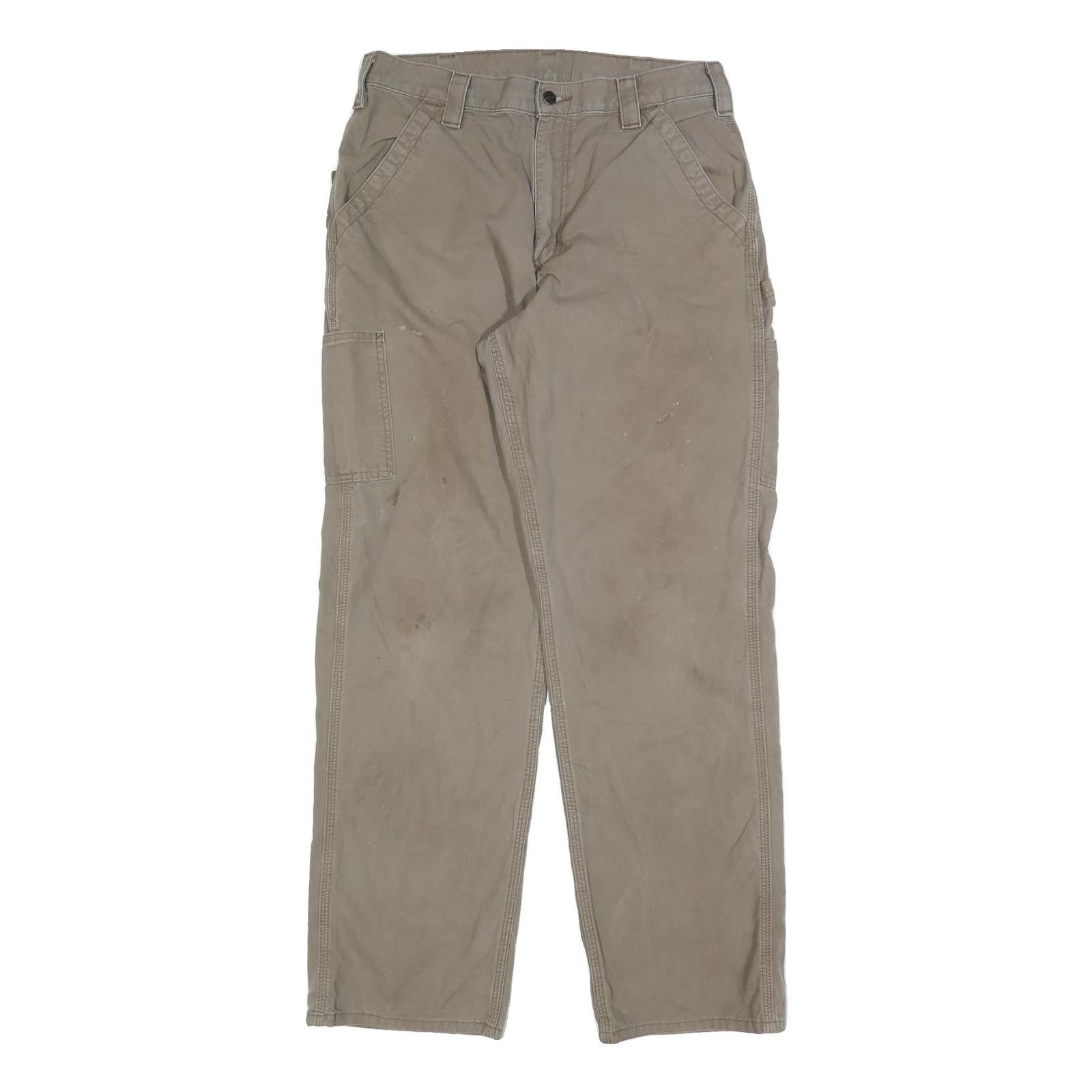 CARHARTT Mens Cotton Blend Beige Loose Straight Trousers W34 L34 Workwear Zip Refurbished - N/A refurbished available on Cerqular