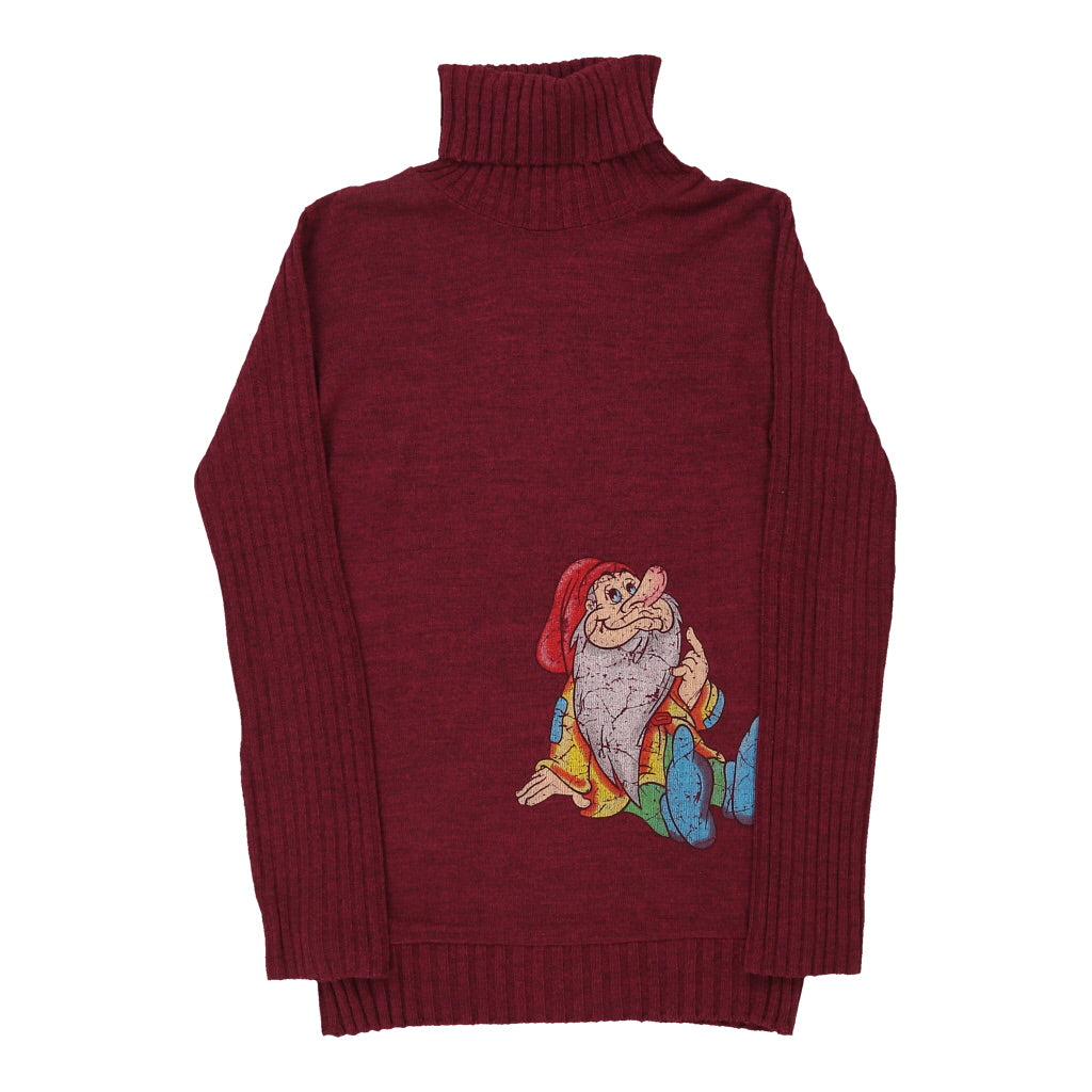 Unbranded Graphic Rollneck - Small Burgundy Wool Blend Refurbished - Thrifted (note: this is a term often used to describe second- refurbished available on Cerqular
