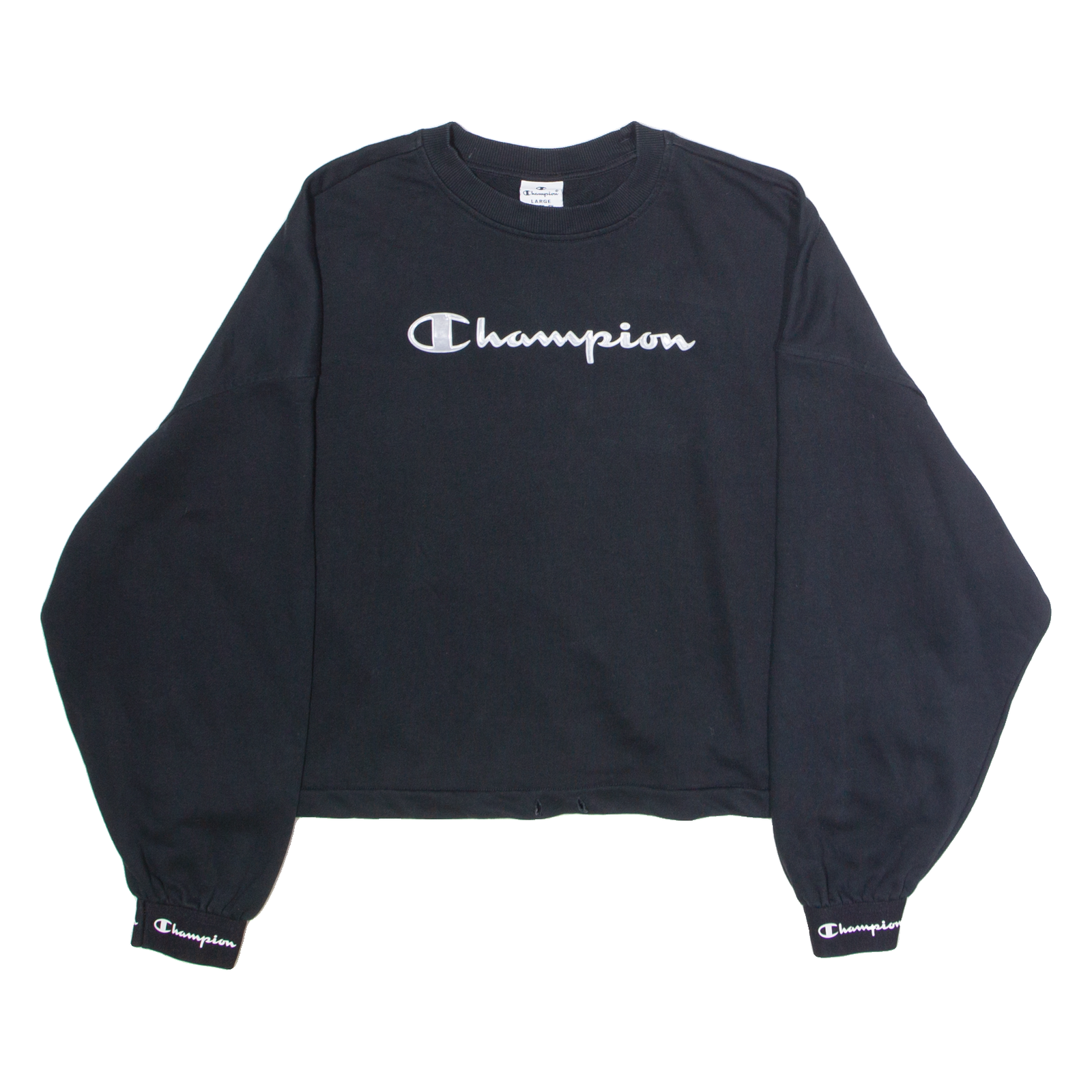 CHAMPION Oversized Womens Sweatshirt Black Crew Neck L Refurbished - N/A refurbished available on Cerqular