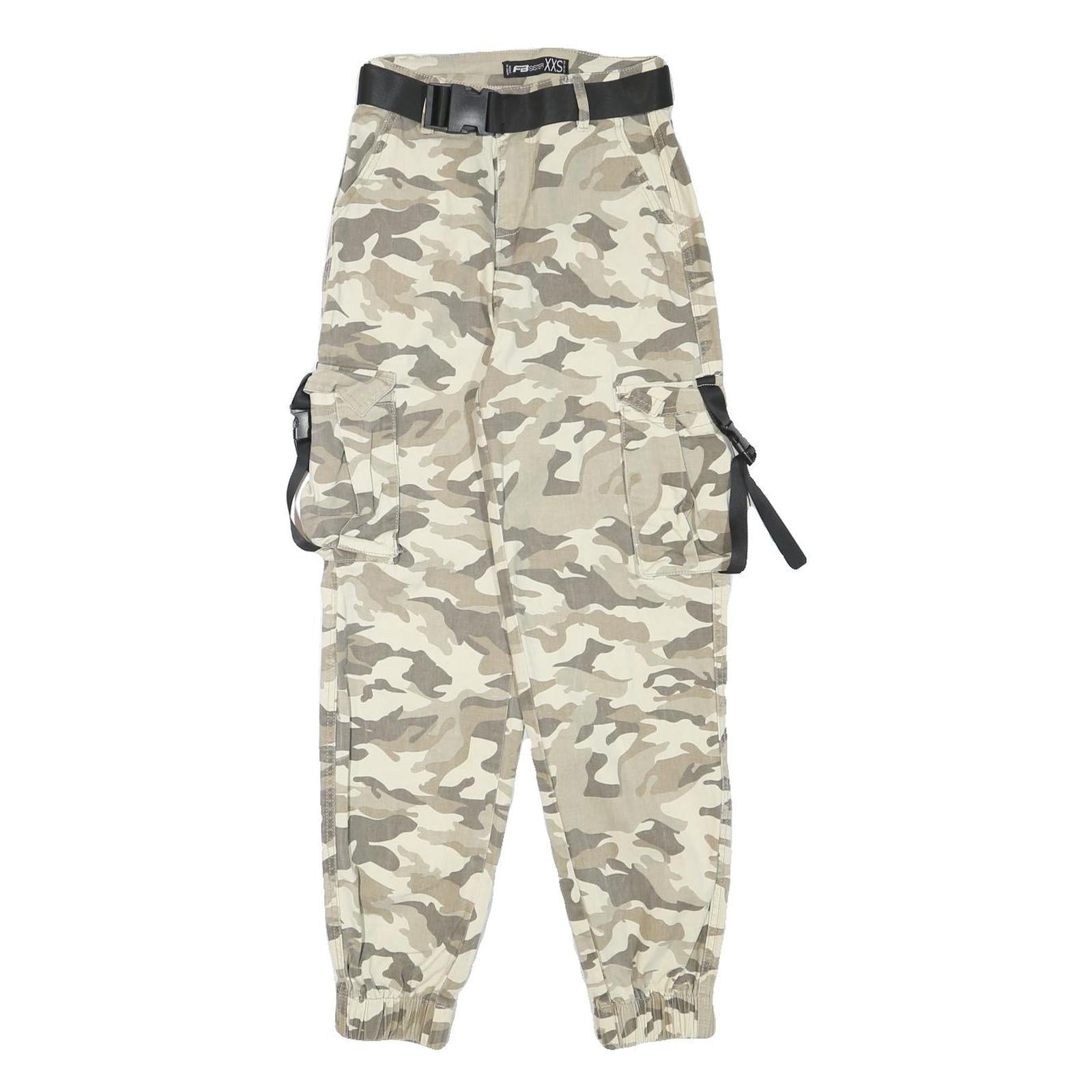 FB SISTER Womens Cotton Blend Beige Camouflage Relaxed Cargo Trousers W22 L26 Refurbished - N/A refurbished available on Cerqular