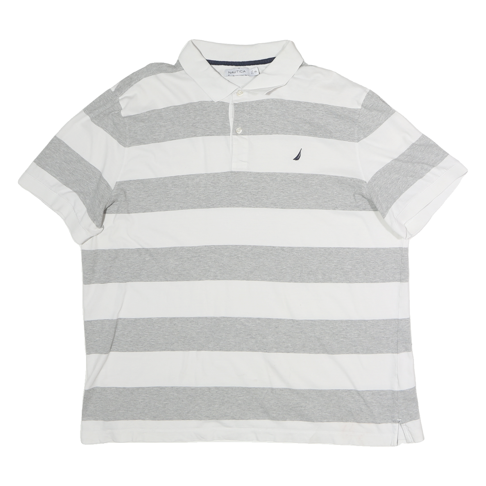 NAUTICA Mens White & Grey Striped Short Sleeve Polo Shirt 2XL Cotton Casual Refurbished - N/A refurbished available on Cerqular
