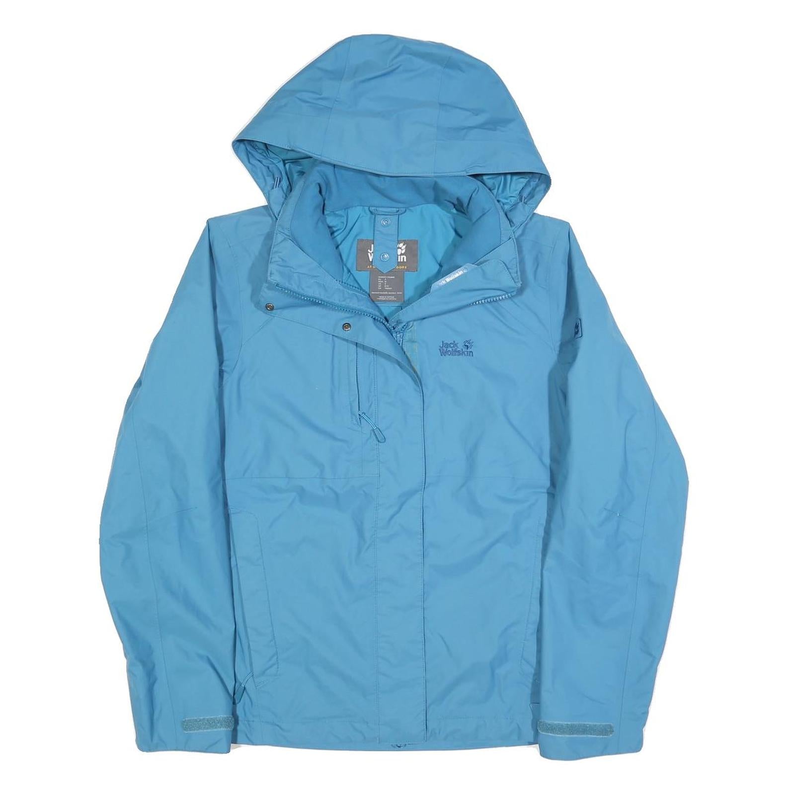 JACK WOLFSKIN Womens Blue Outdoor Jacket S Polyester Blend Plain Hooded Zip Refurbished - N/A refurbished available on Cerqular