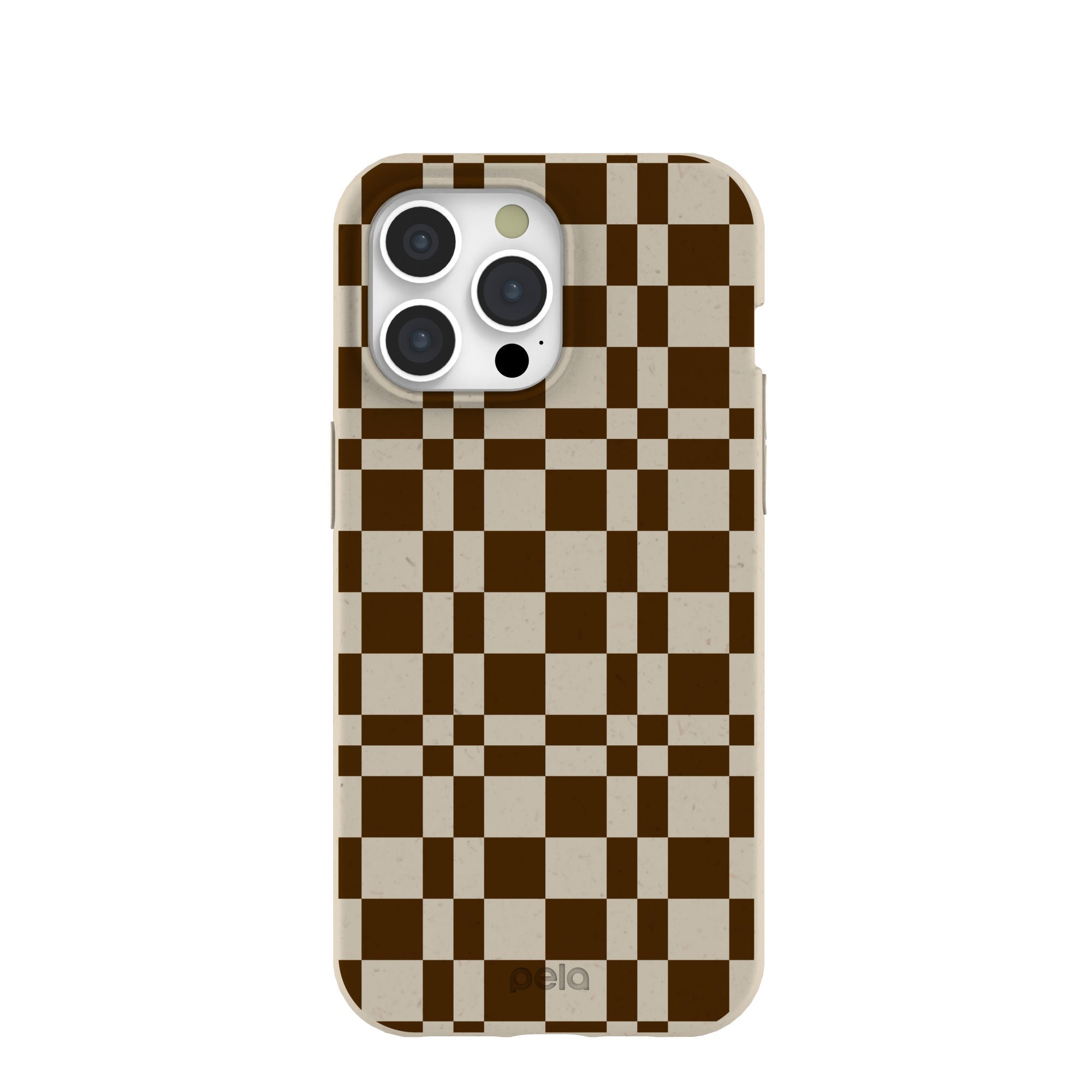 London Fog Chestnut Checkers iPhone 15 Pro Max Case Refurbished - Pela Case refurbished available on Cerqular