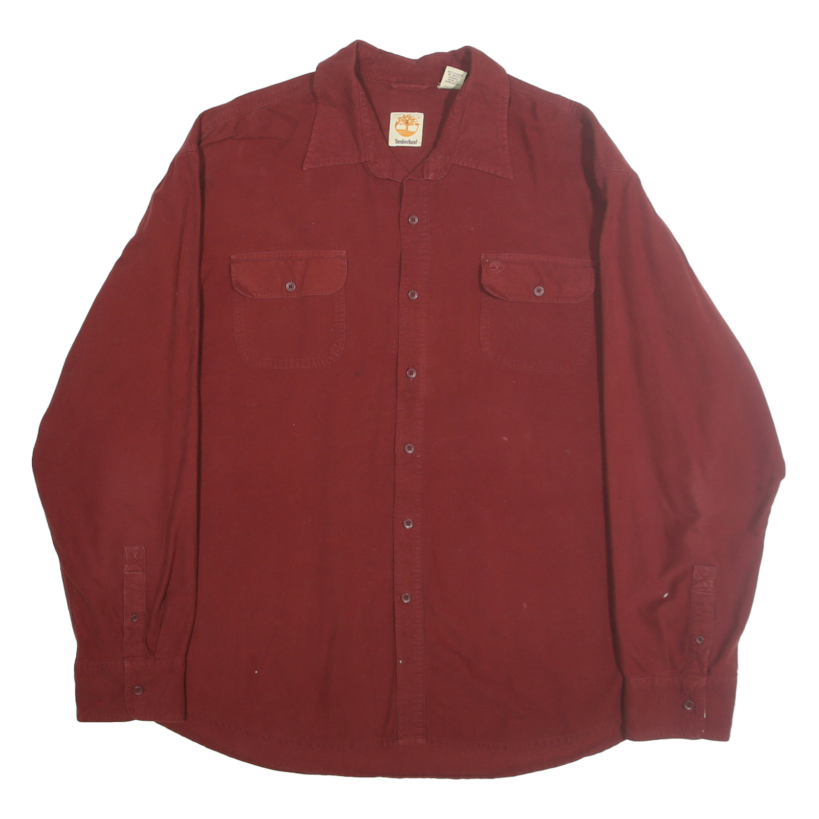 TIMBERLAND Mens Maroon Cotton Shirt 2XL Long Sleeve Button Front Casual Refurbished - N/A refurbished available on Cerqular