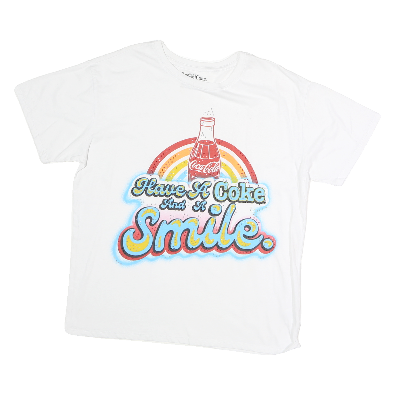 COCA COLA Womens White Have A Coke And A Smile Graphic T-Shirt L Short Sleeve Refurbished - N/A refurbished available on Cerqular