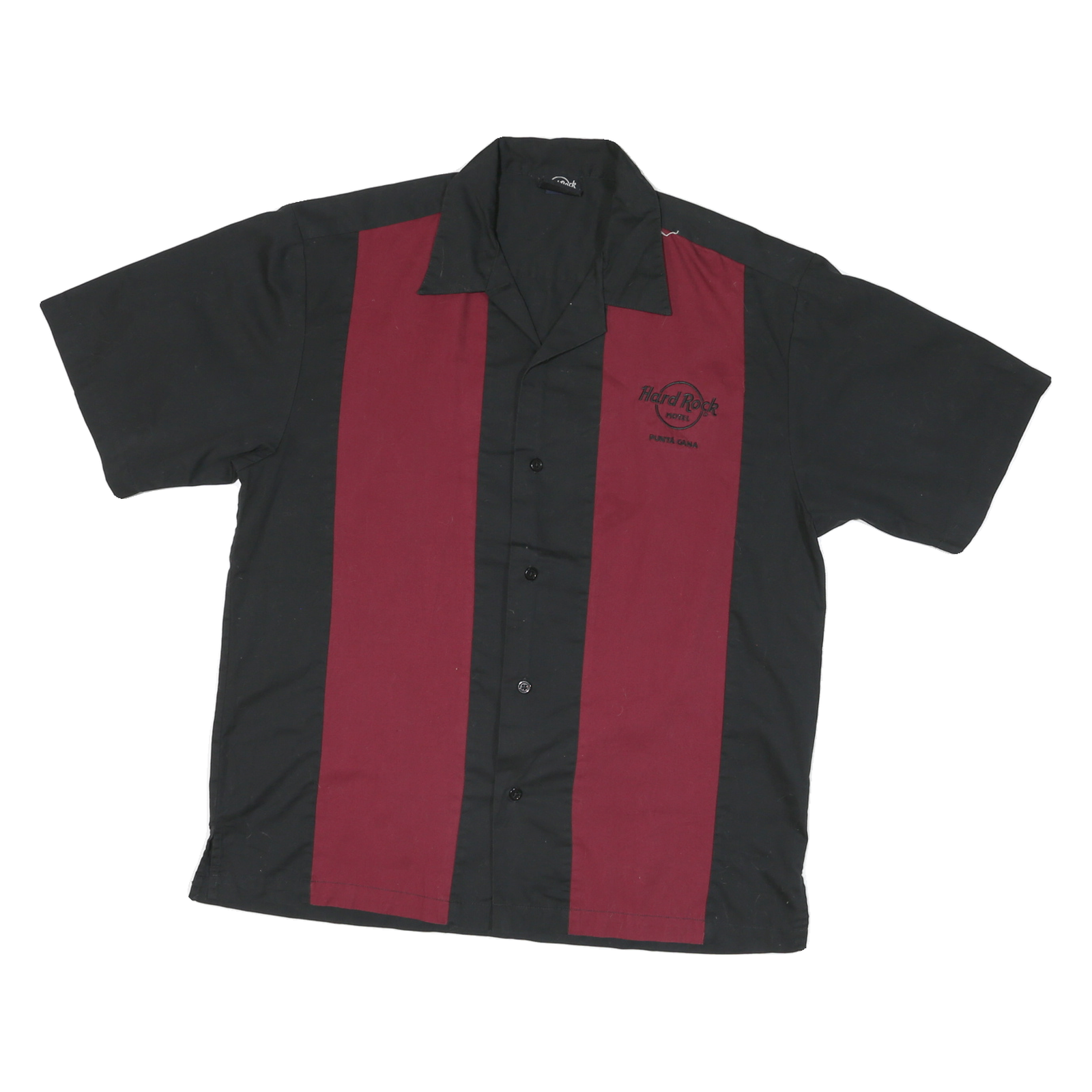 HARD ROCK CAFE Mens Black & Maroon Bowling Shirt M Vintage Logo Print Refurbished - N/A refurbished available on Cerqular