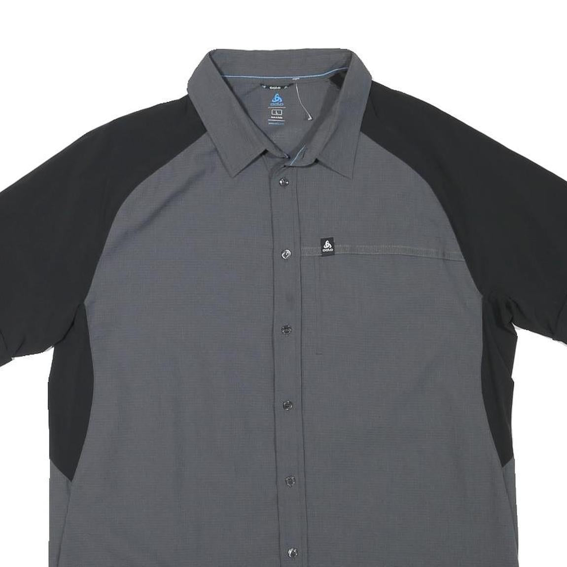 ODLO Mens Grey & Black Performance Shirt L Button Front Sportswear Casual Refurbished - N/A refurbished available on Cerqular