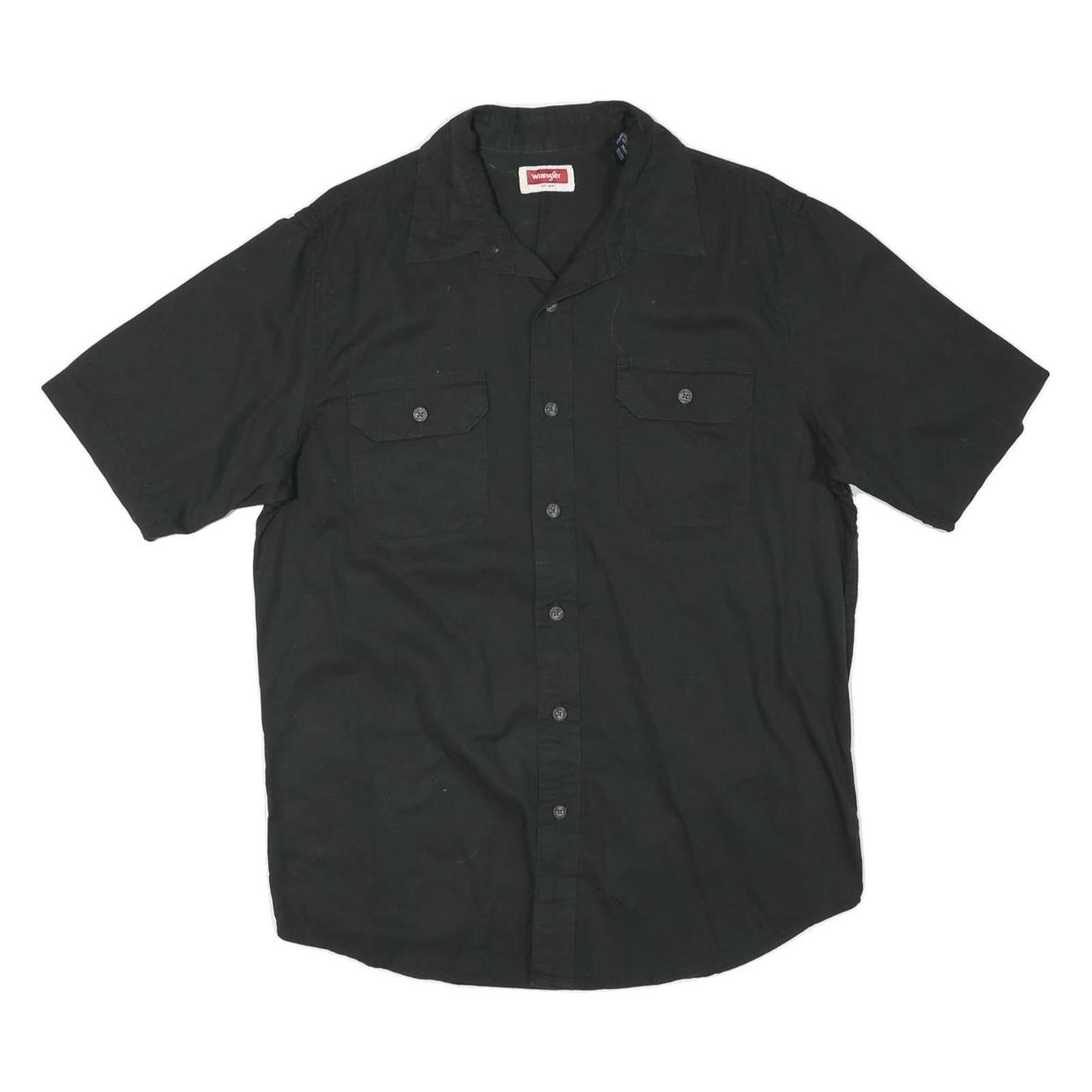 WRANGLER Mens Black Casual Shirt M Cotton Blend Short Sleeve Button Pockets Refurbished - N/A refurbished available on Cerqular