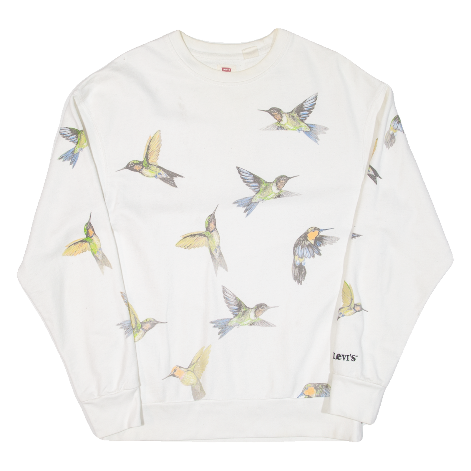 LEVI'S Relaxed Fit. Birds Womens Sweatshirt White S Refurbished - N/A refurbished available on Cerqular