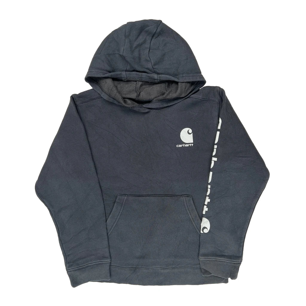 Age 10-12 Carhartt Hoodie - Medium Grey Cotton Refurbished - Thrifted (note: this is a term often used to describe second- refurbished available on Cerqular