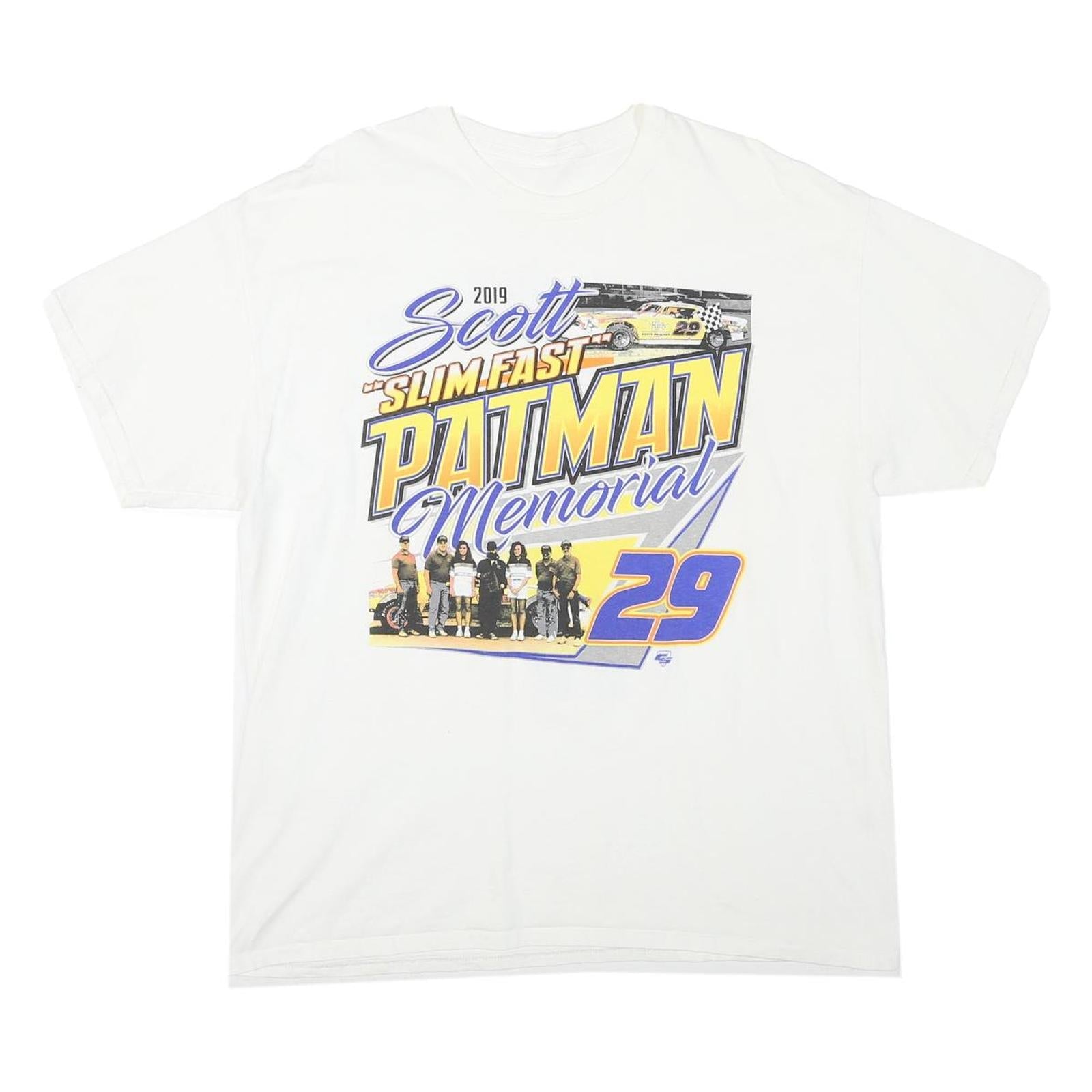 Mens White Scott Slim Fast Patman Memorial Graphic T-Shirt L Short Sleeve Crew Refurbished - N/A refurbished available on Cerqular