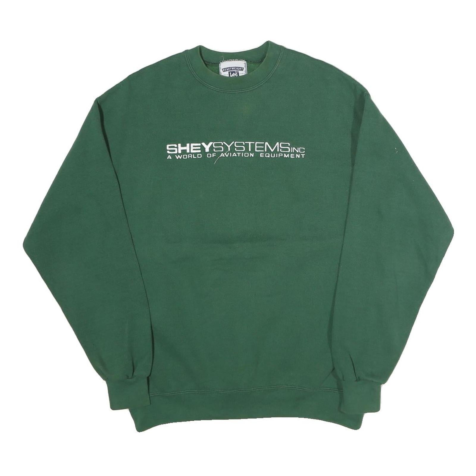 LEE Mens Green Crew Neck M Aviation Equipment Graphic Sweatshirt Cotton Refurbished - N/A refurbished available on Cerqular