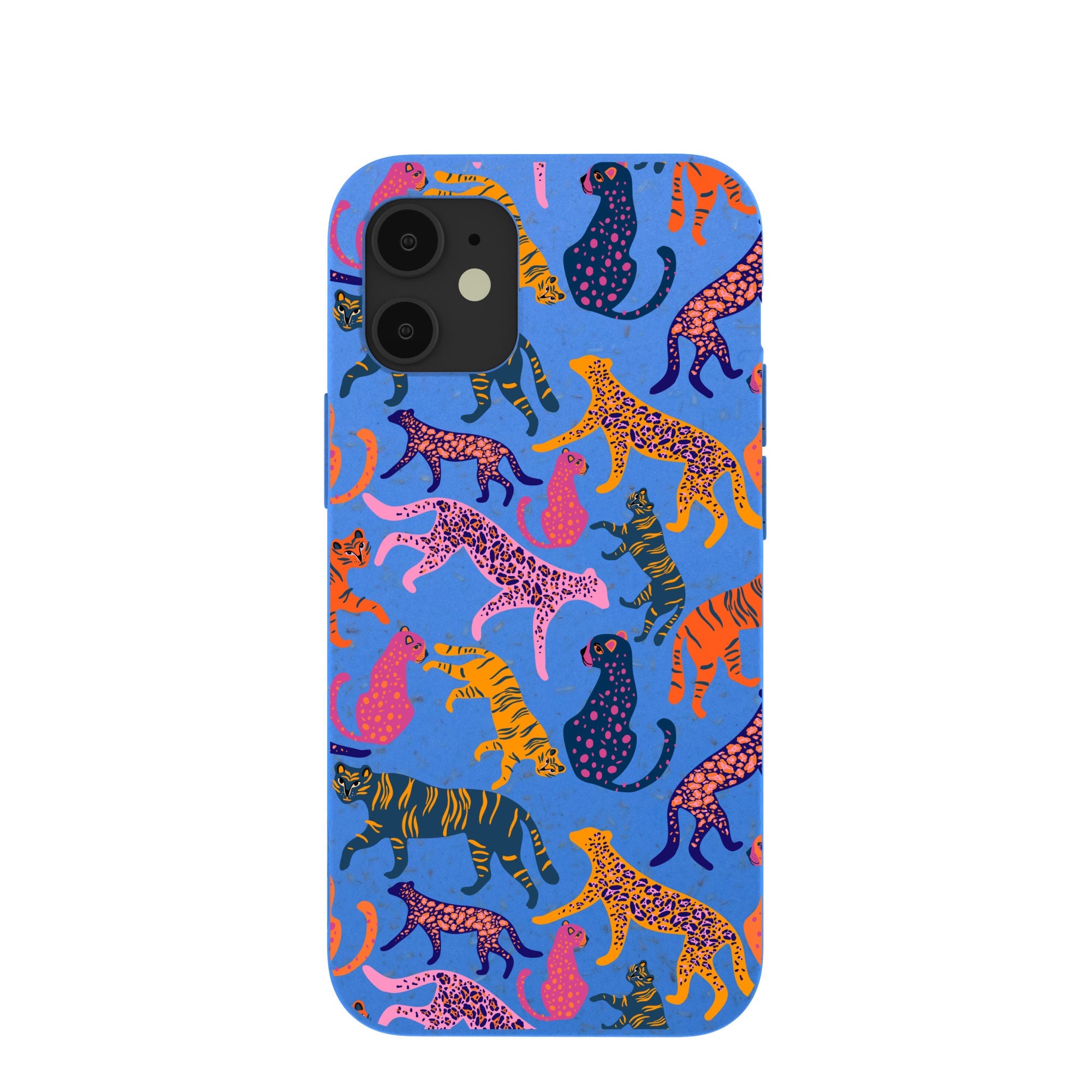Electric Blue Jungle Cat iPhone 12 Mini Case Refurbished - Pela Case refurbished available on Cerqular