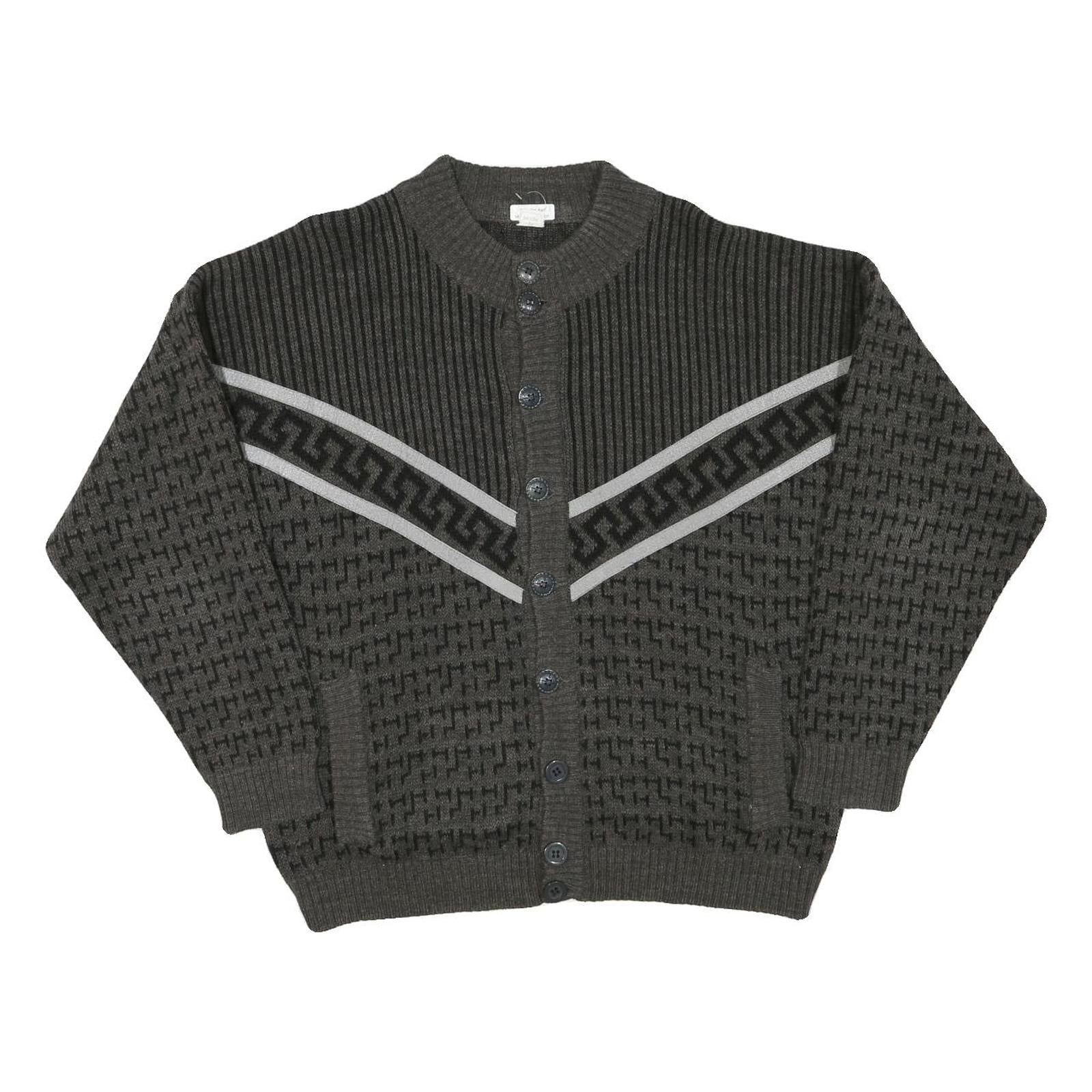 Buy Mens Grey & Black Patterned Button Up Jumper Crew Neck M Acrylic Blend Knitwear Refurbished - $27.29 Mens Grey & Black Patterned Button Up Jumper Crew Neck M Acrylic Blend Knitwear Refurbished - N/A refurbished available on Cerqular