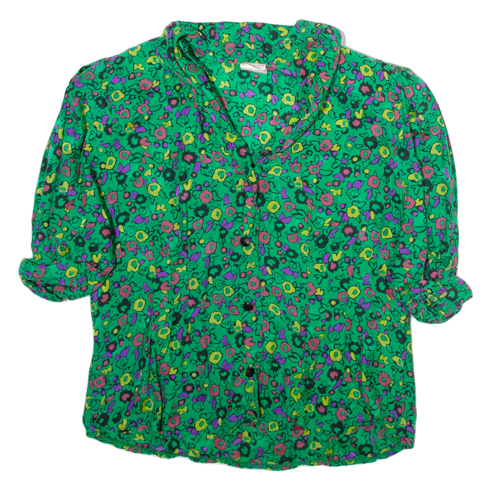 STURZENEGGER Womens Printed Blouse Green V-Neck Floral M Refurbished - N/A refurbished available on Cerqular