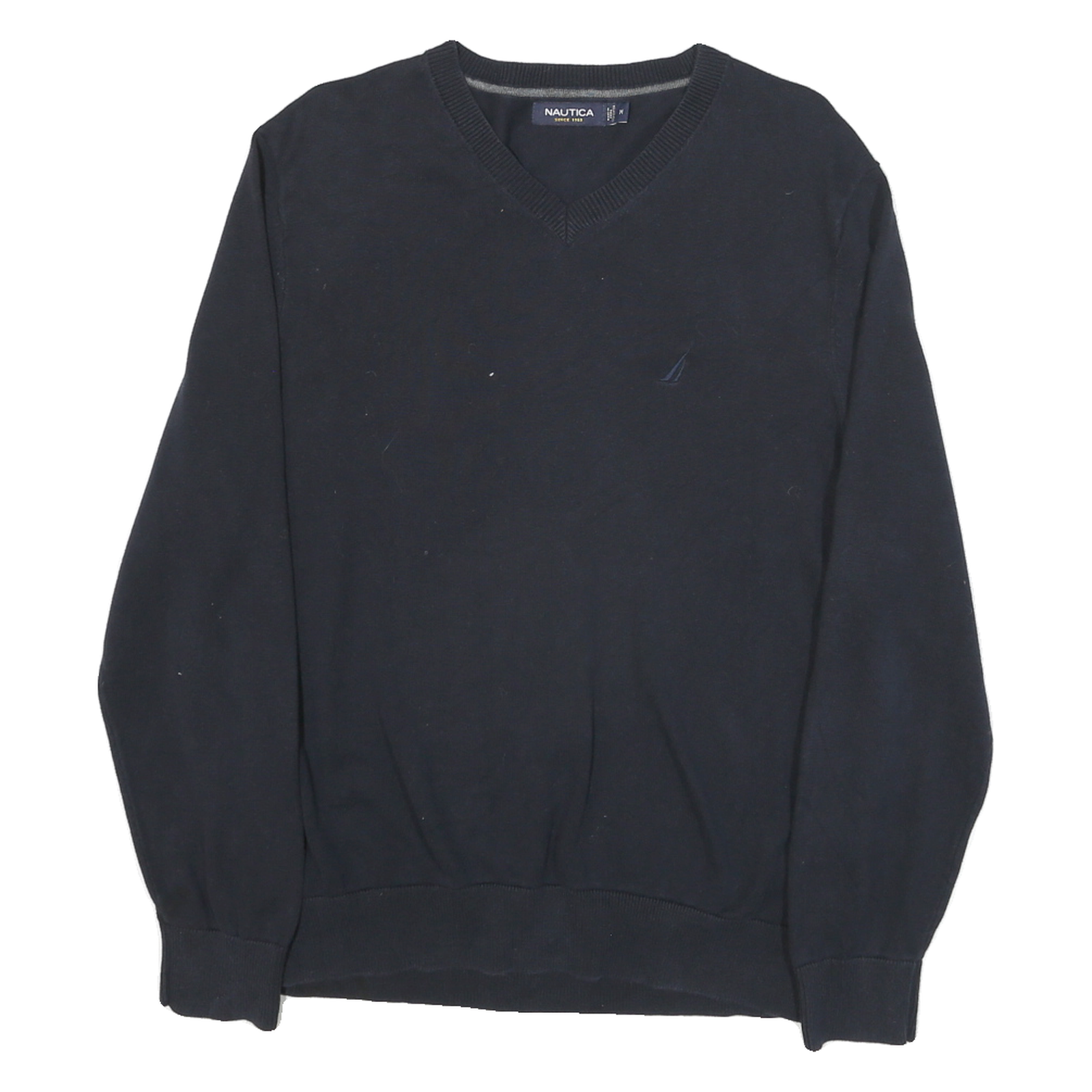 NAUTICA Mens Navy Plain V Neck Basic Knit Jumper M Cotton Blend Casual Stylish Refurbished - N/A refurbished available on Cerqular