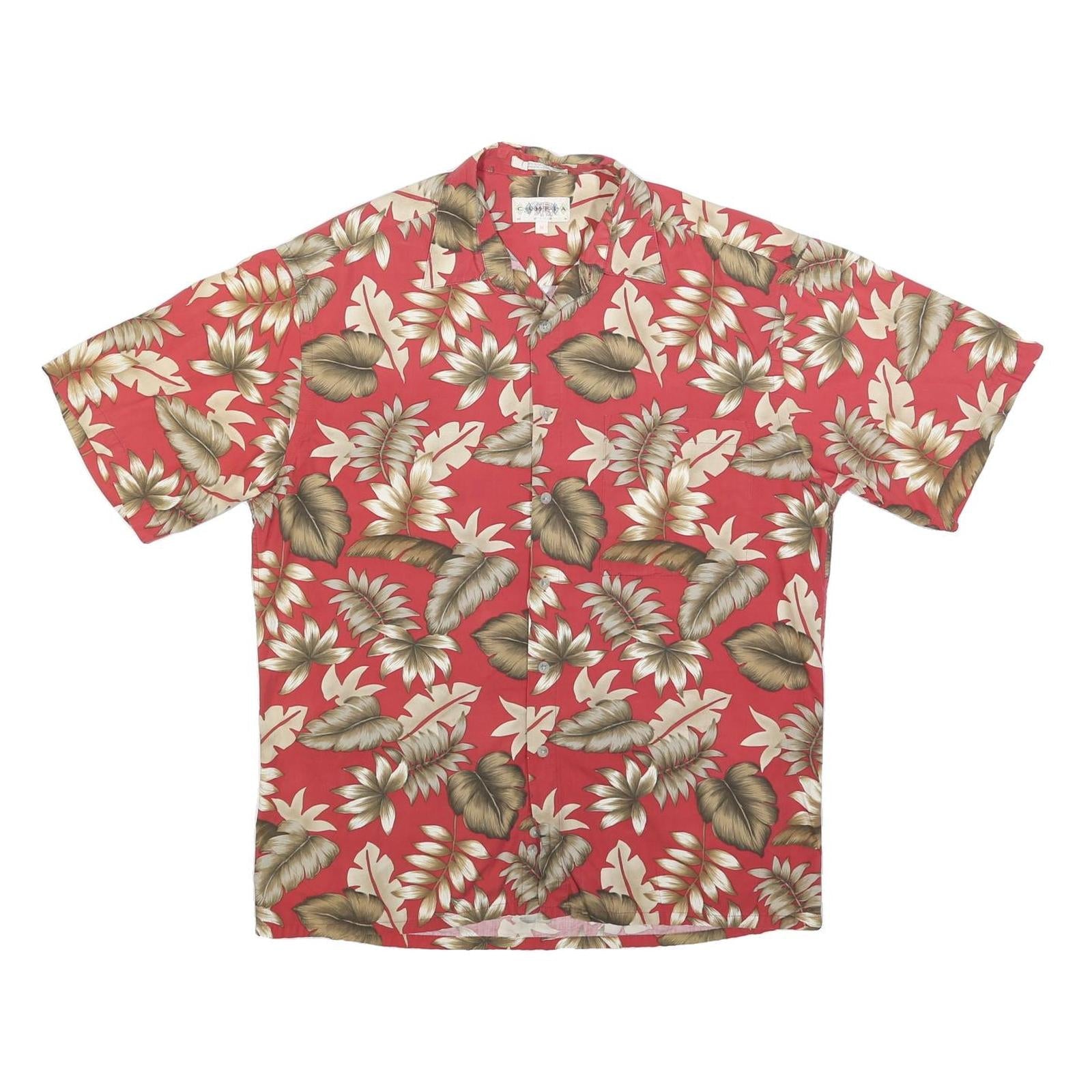 CAMPIA Mens Red & Beige Floral Hawaiian Shirt M Lightweight Cotton Short Sleeve Refurbished - N/A refurbished available on Cerqular