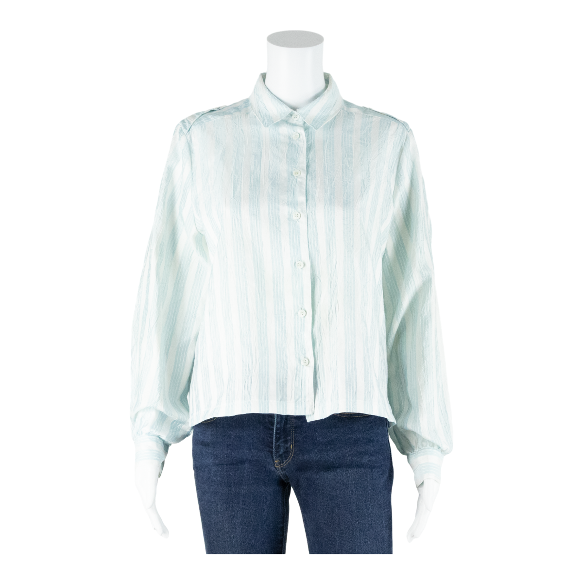 SERGIO DI LAURENTI Womens Printed Shirt Blue Collared 90s Striped M Refurbished - N/A refurbished available on Cerqular