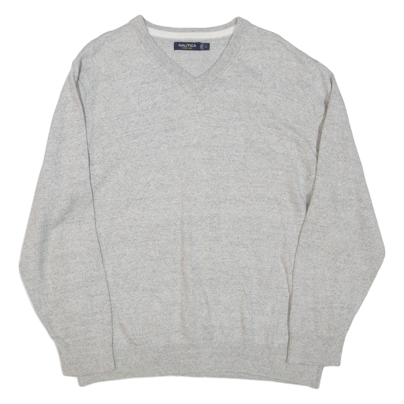 NAUTICA Mens Jumper Grey V-Neck Tight Knit L Refurbished - N/A refurbished available on Cerqular