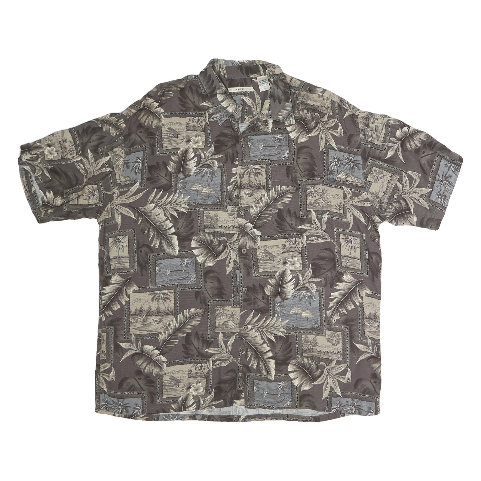 CAMPA MODA Mens Grey Print Shirt M Cotton Casual Summer Short Sleeve Refurbished - N/A refurbished available on Cerqular