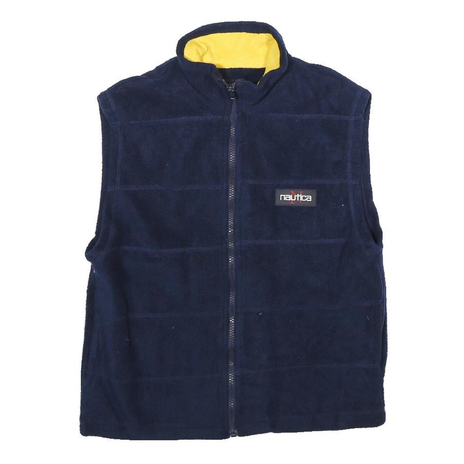 NAUTICA Mens Navy & Yellow Sleeveless Zip Polyester Fleece Jacket M Casual Refurbished - N/A refurbished available on Cerqular