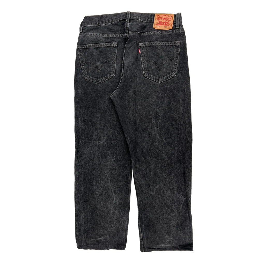 Levis 550 Jeans - 32W 34L Black Cotton Refurbished - Thrifted (note: this is a term often used to describe second- refurbished available on Cerqular