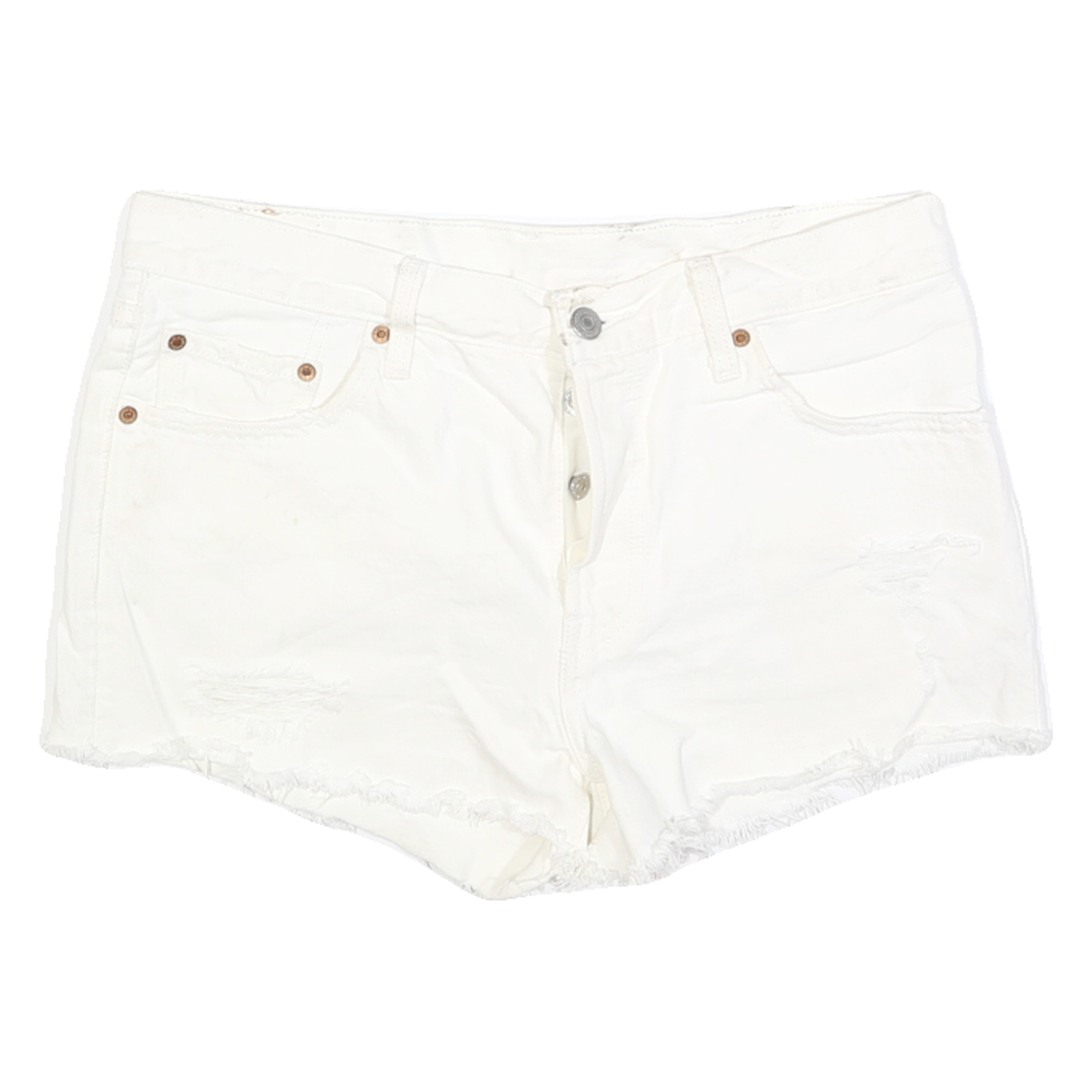 LEVI'S Womens White Denim Cut-Off Shorts M W32 Casual Cotton Button Fly Frayed Refurbished - N/A refurbished available on Cerqular