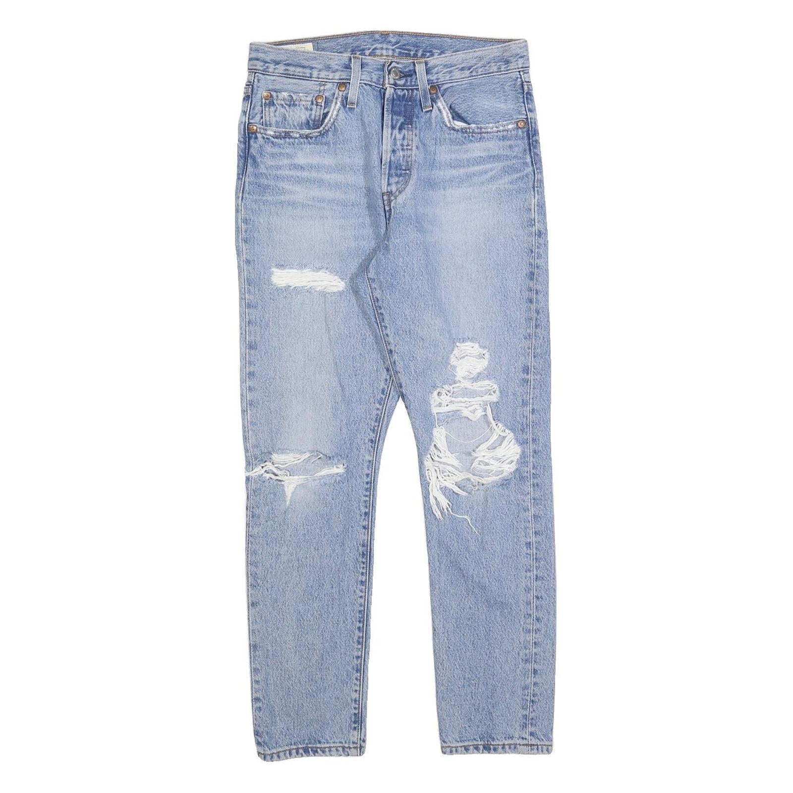 LEVI'S 501S Womens Jeans Blue Slim Skinny Denim W27 L28 Distressed 90s Style Refurbished - N/A refurbished available on Cerqular