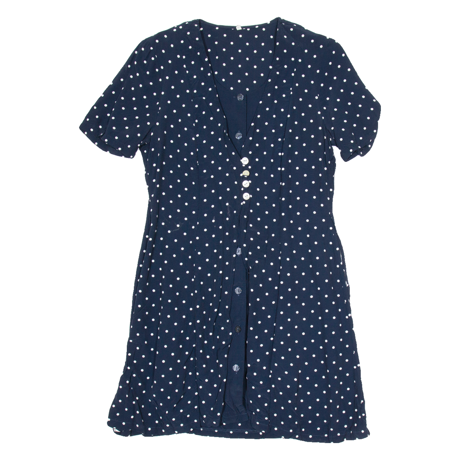 Womens Day Dress Blue Spotted Short Sleeve Knee Length UK 12 Refurbished - N/A refurbished available on Cerqular