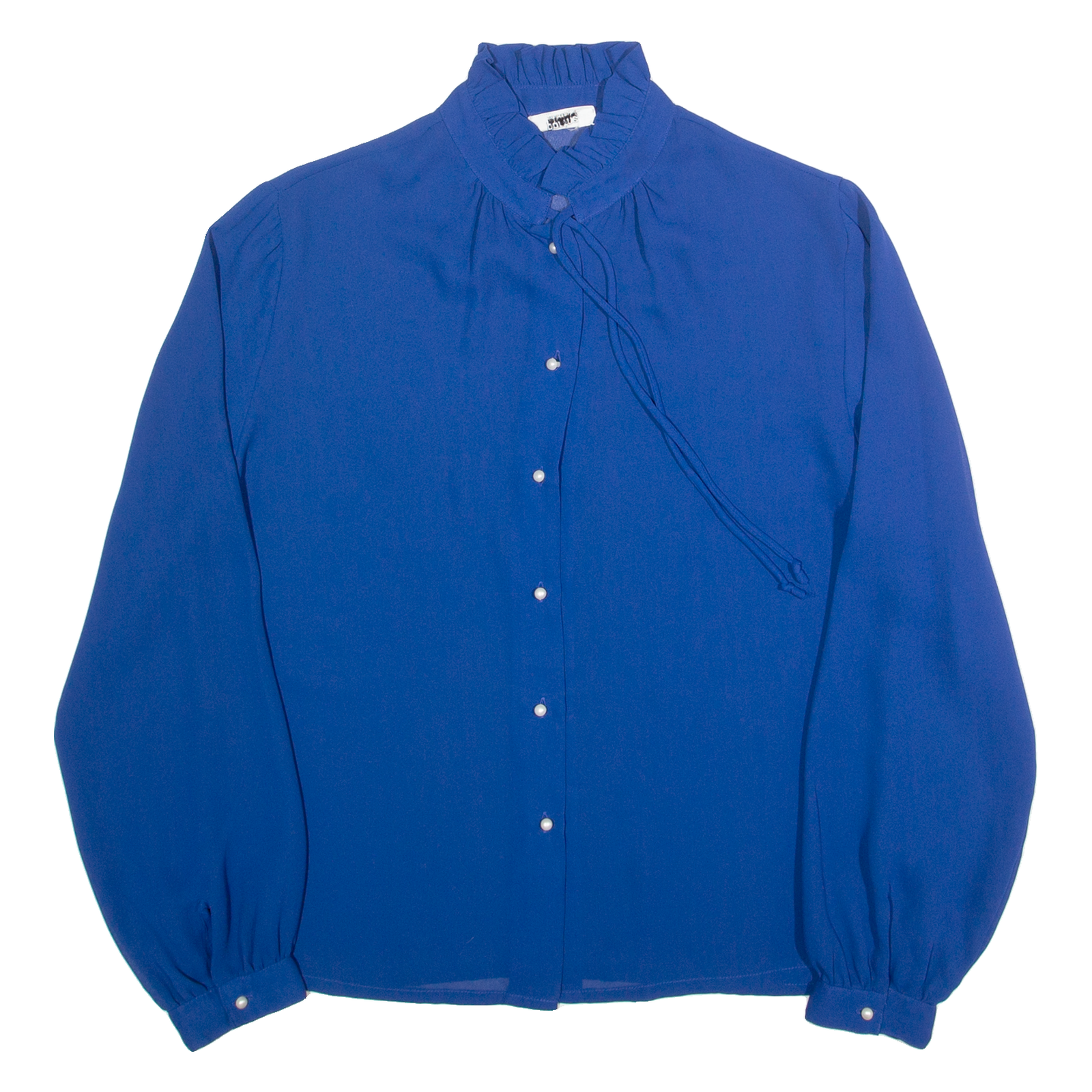 PARTNERS Sheer Womens Shirt Blue High Neck Long Sleeve 90s M Refurbished - N/A refurbished available on Cerqular